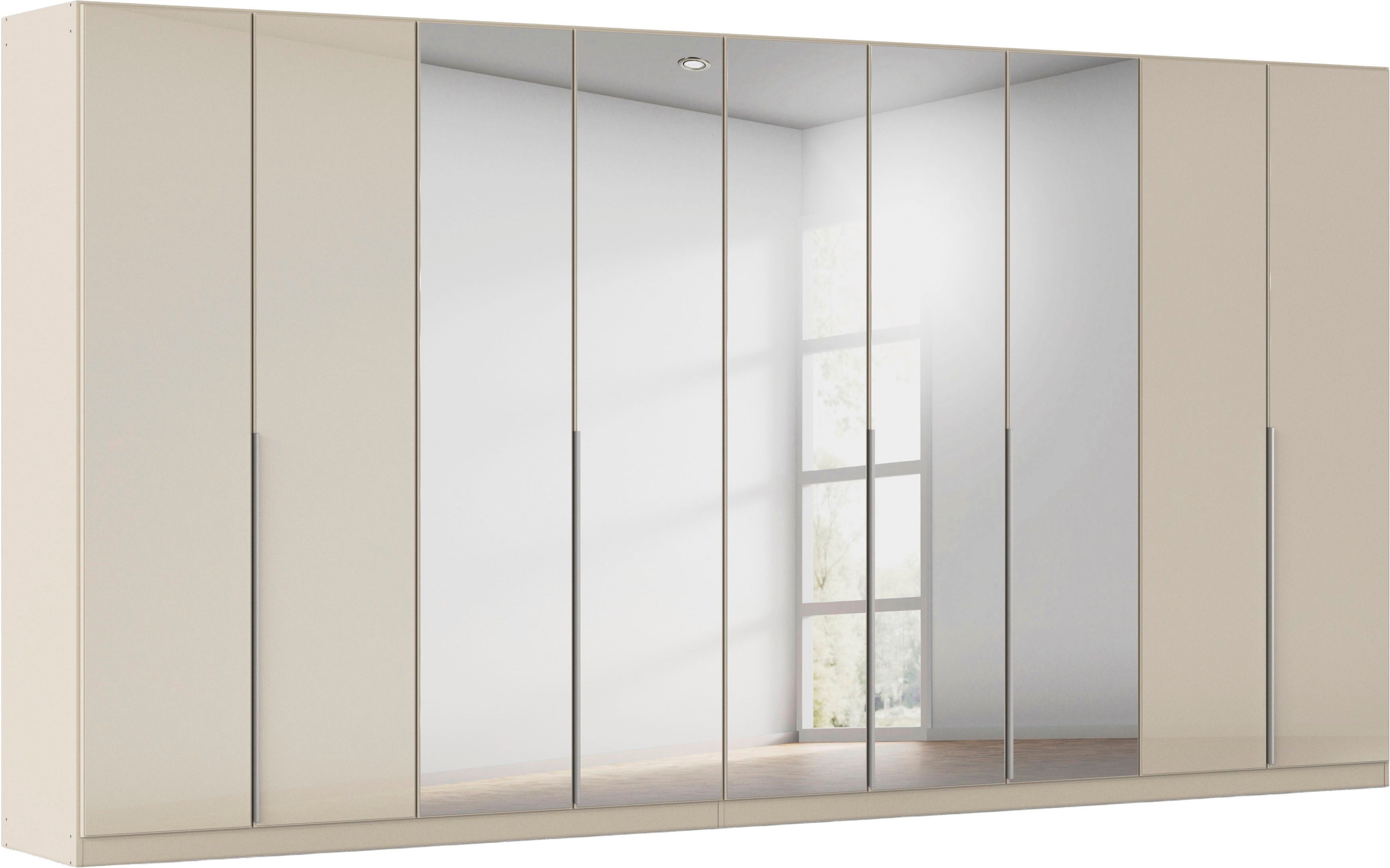 OTTO home Drehtürenschrank Kleiderschrank Schrank Garderobe AGORDO mit Glasfront und Spiegel (in zwei Griff-Farben, Breiten 91-405 cm) durchdachte Innenausstattung, in 8 Breiten und 2 Höhen MADE IN GERMANY