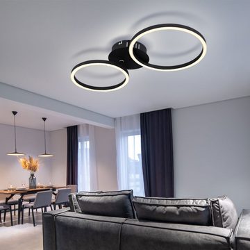 Globo LED Deckenleuchte, LED-Leuchtmittel fest verbaut, Warmweiß, Deckenleuchte Ring Design Deckenlampe schwarz Wohnzimmerlampe, aus