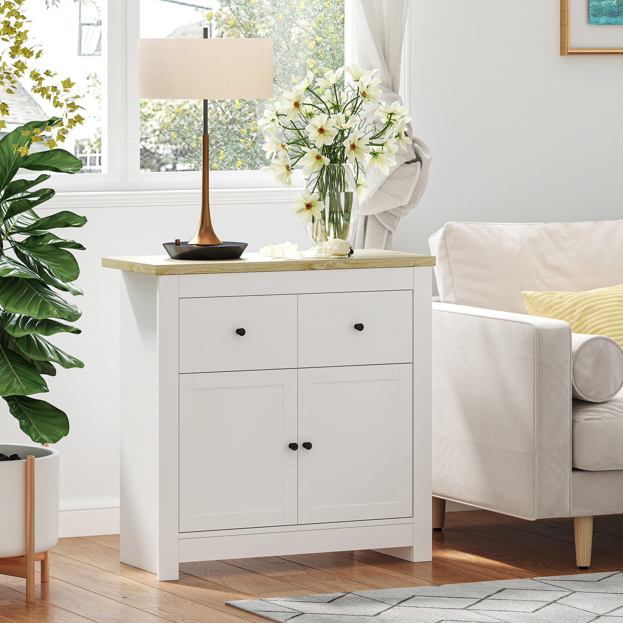 HOMCOM Sideboard Kommode mit Schublade, Soft-Close-Tür, günstig online kaufen