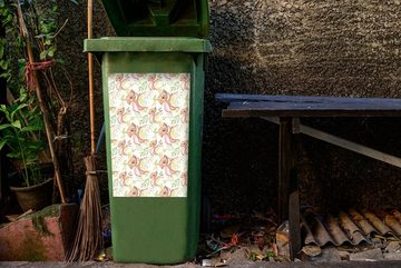 MuchoWow Wandsticker Kinderzimmer - Dinosaurier - Blätter - Mädchen - Kinder - Rosa - (1 St), Mülleimer-aufkleber, Mülltonne, Sticker, Container, Abfalbehälter