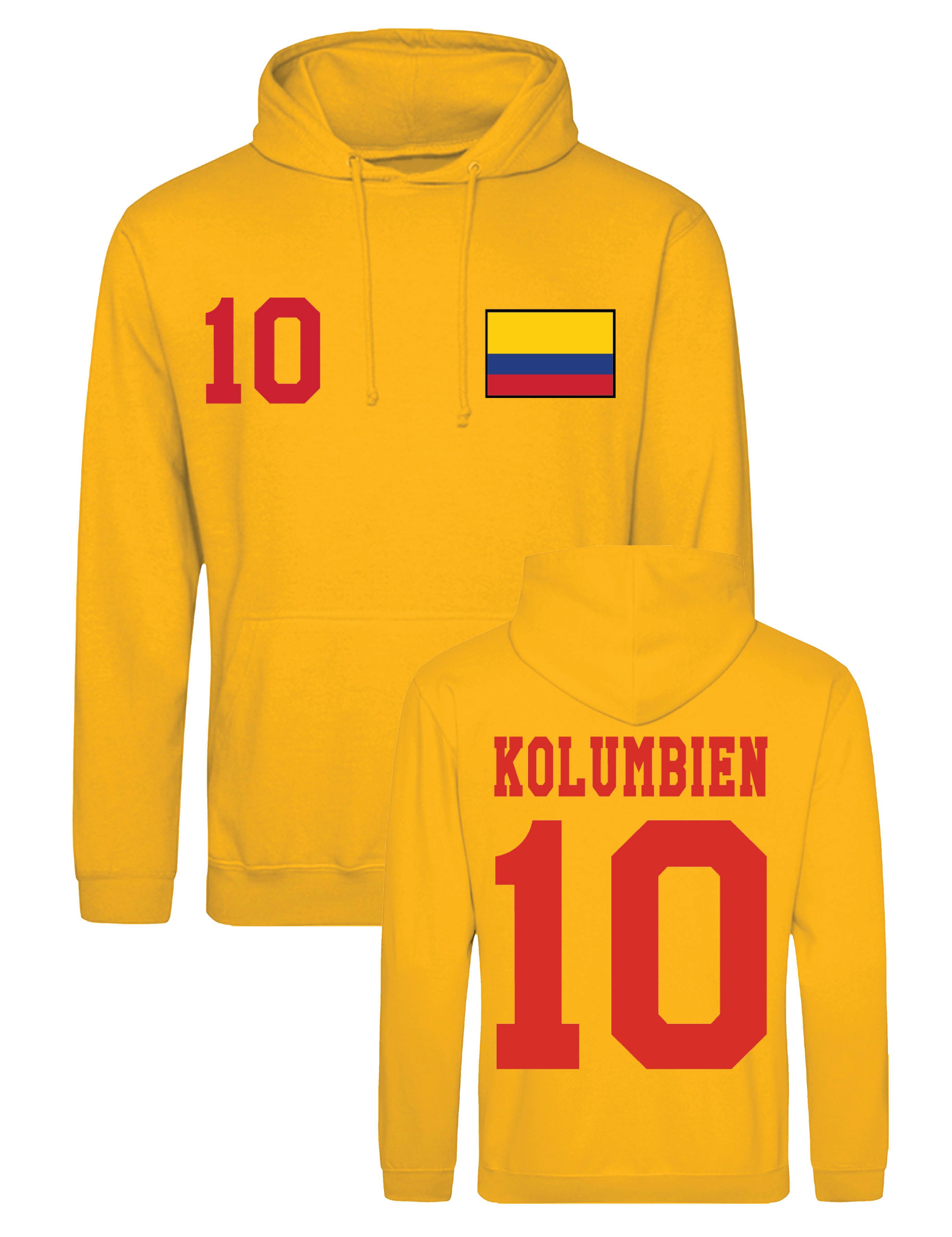 Youth Designz Hoodie Kolumbien Herren Hoodie Pullover im Fußball Trikot Look mit modischem Fan Aufdruck