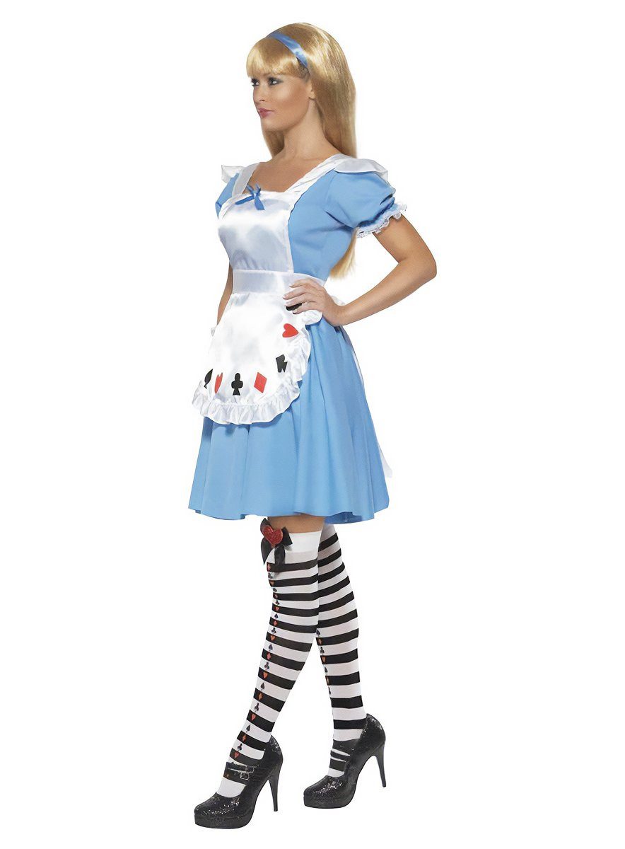 Smiffys Kostüm Alice im Wunderland Dirndlkleid, Klassisches Alice-Kostüm für Dein Abenteuer im Wunderland