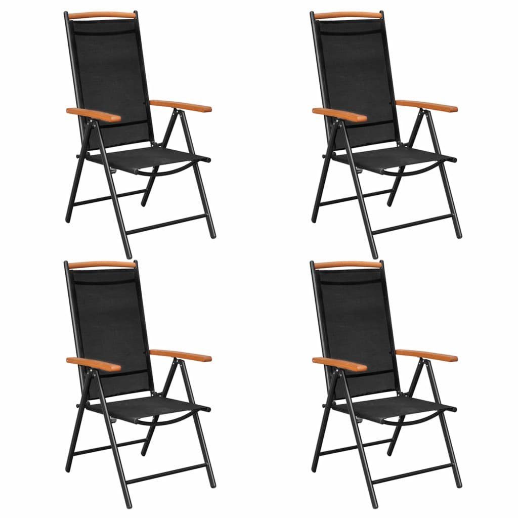 Gartenstühle Stk. Aluminium Textilene Schwarz Klappbar und 4 Gartenstuhl furnicato