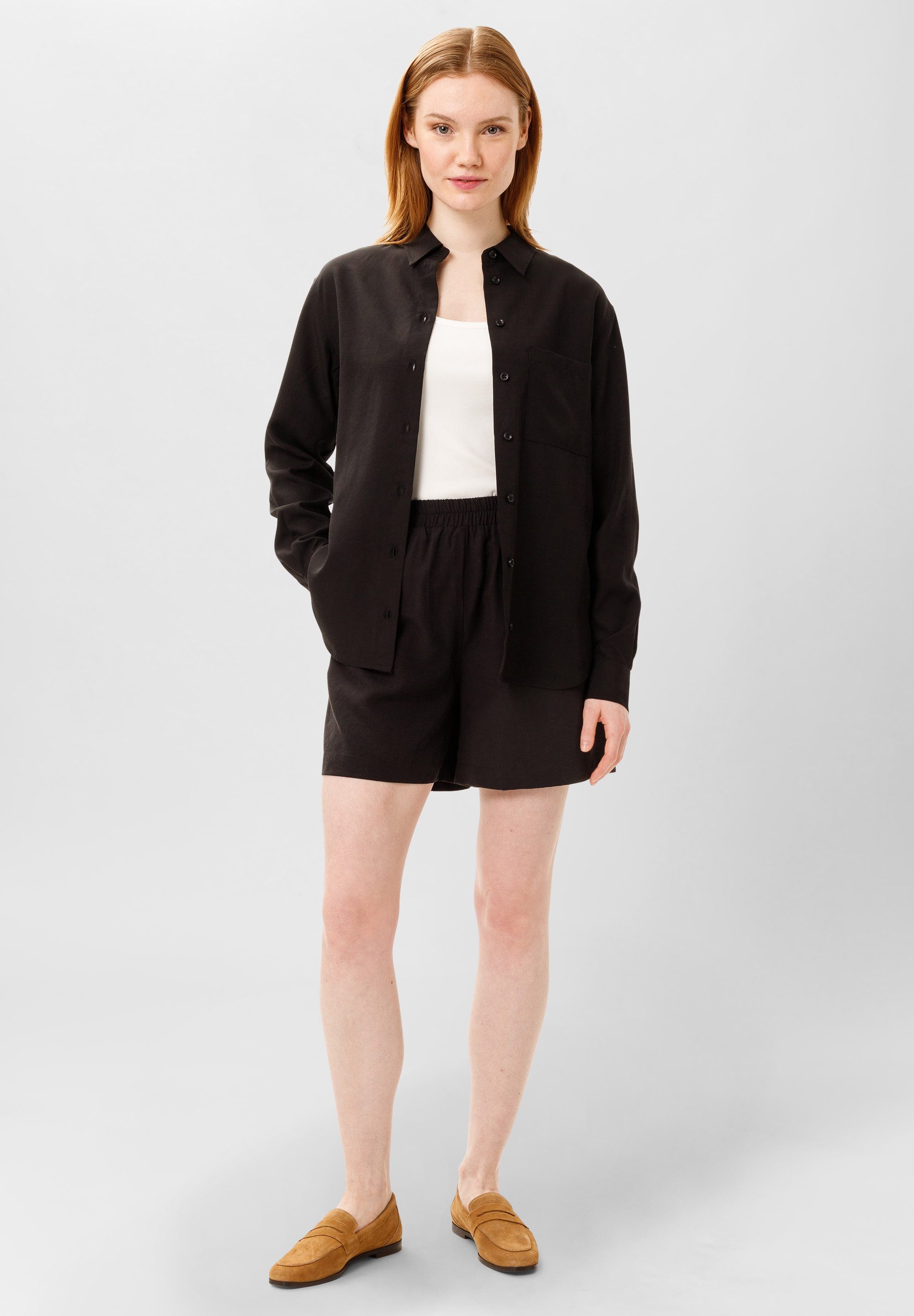 Les Lunes Langarmbluse HATTIE Shirt Loose Fit Linen Oversize, Hemd, Lyocell-Leinen, edler Glanz, komfortabel.