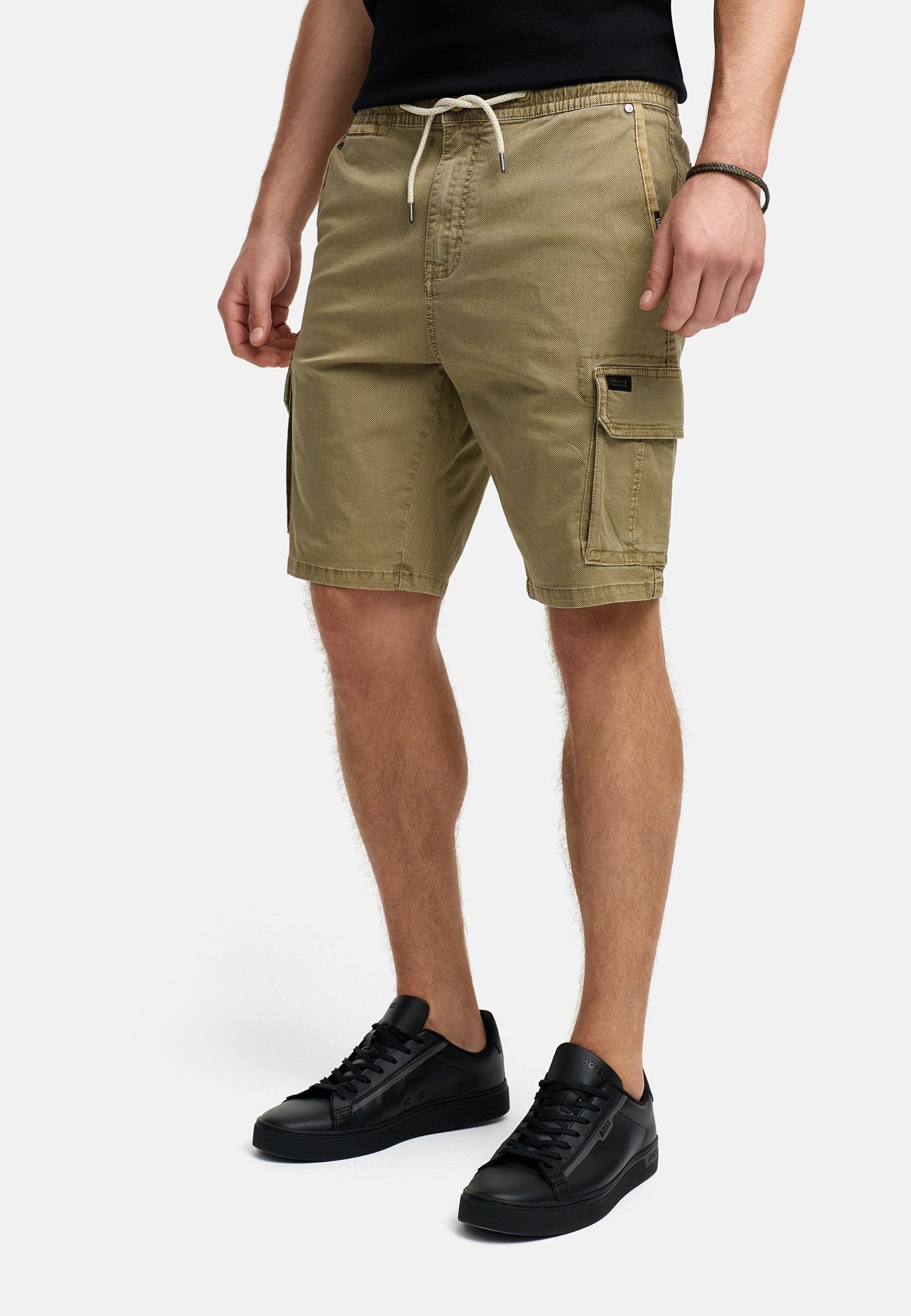 Indicode Cargoshorts Herren INKews Cargo Shorts Herrenshorts mit elastischem Bund mit Kordelzug für eine bequeme Passform