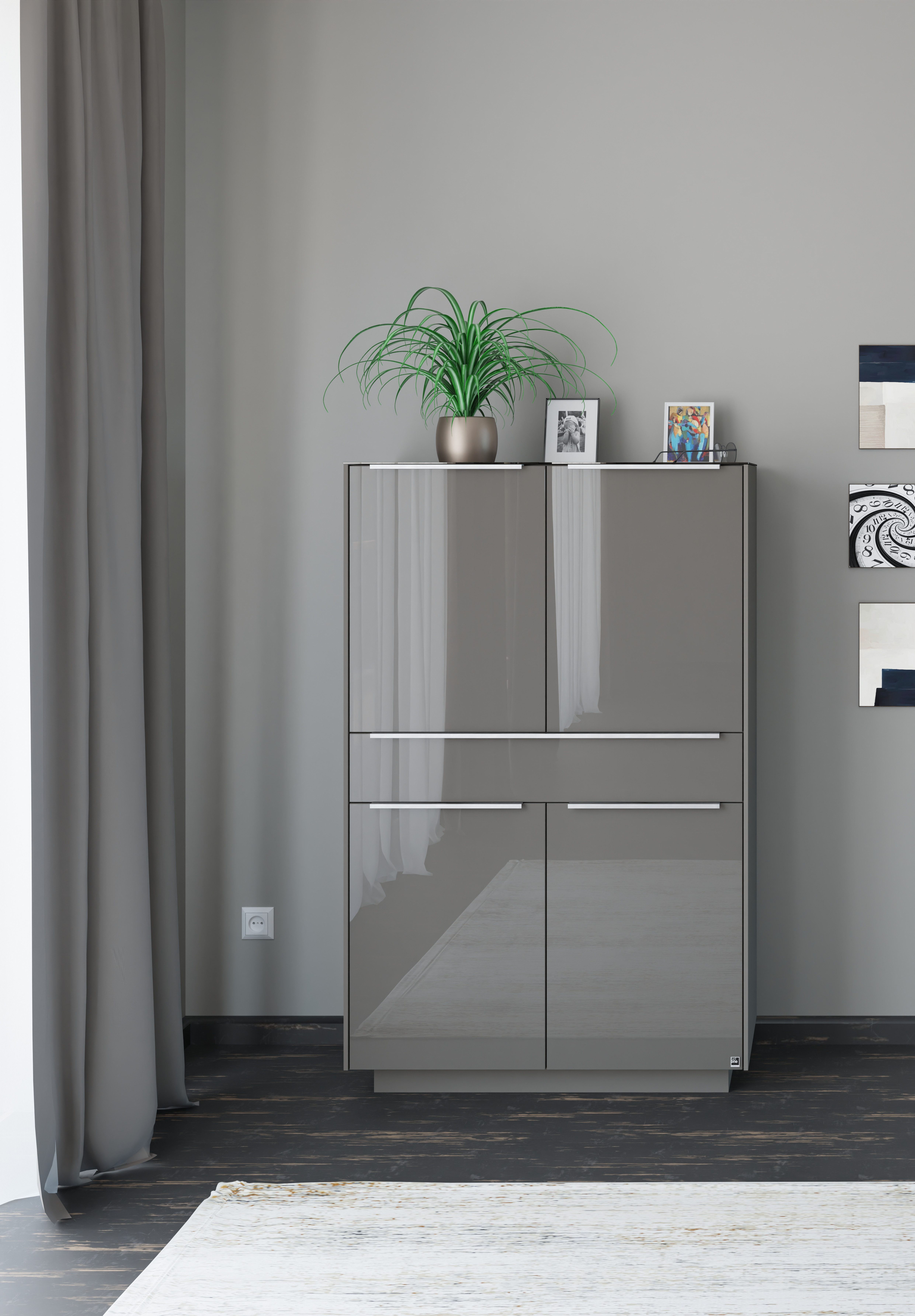 set one by Musterring Highboard Reno (1 St), Mit Sockel in diversen Farben, 148 cm Höhe & Farbauswahl