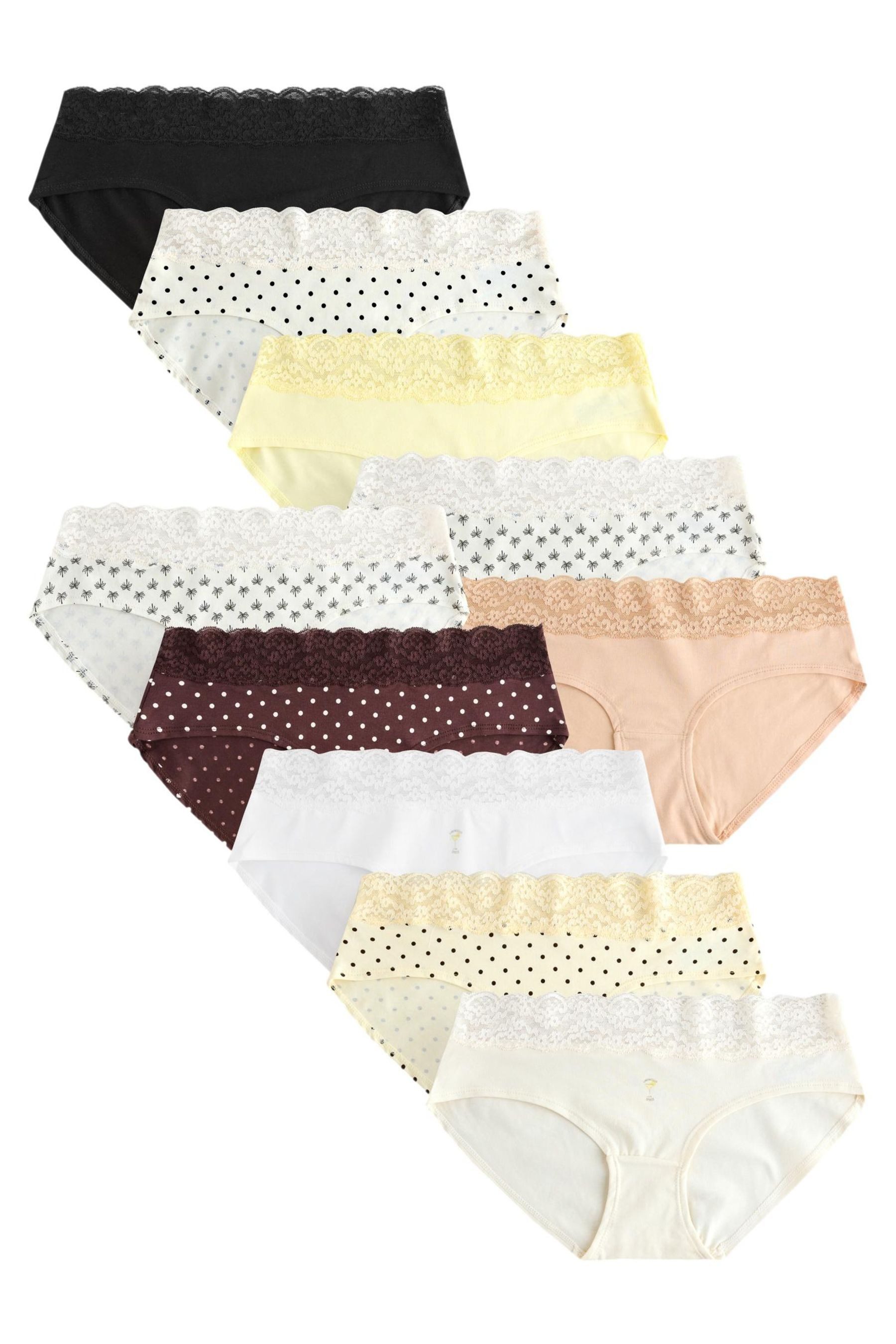Schlüpfer 10er-Pack Baumwollslips mit Spitze, Shorts