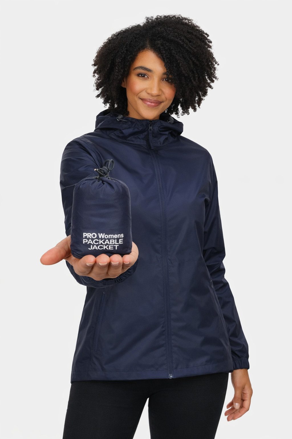 Regatta Professional Regenjacke Outdoor Damen Pro Pack Away 10.000 mm Navy 200 Gramm mit Kapuze