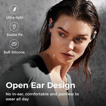 TELNP Ergonomische Silikon-Ohrbügel für sicheren, bequemen Sitz Open-Ear-Kopfhörer (Bis zu 8 Stunden Nutzungsdauer mit einer Ladung, bis zu 32 Stunden mit Ladehülle, intelligente LED-Energieanzeige., Hochsensible Berührungssensoren und Bluetooth-Kompatibilität Bedienung)