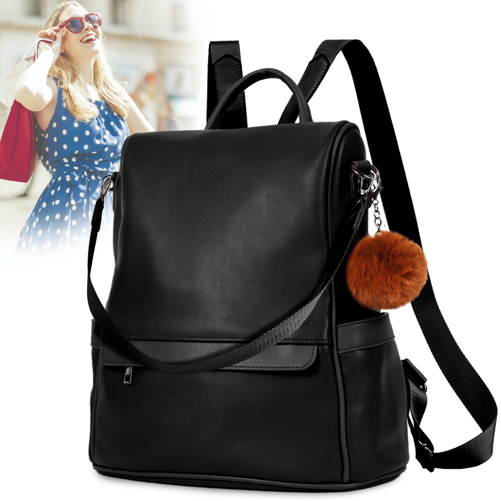 TAN.TOMI Cityrucksack Rucksack Damen klein Handtasche Schultertasche 3 in 1 günstig online kaufen