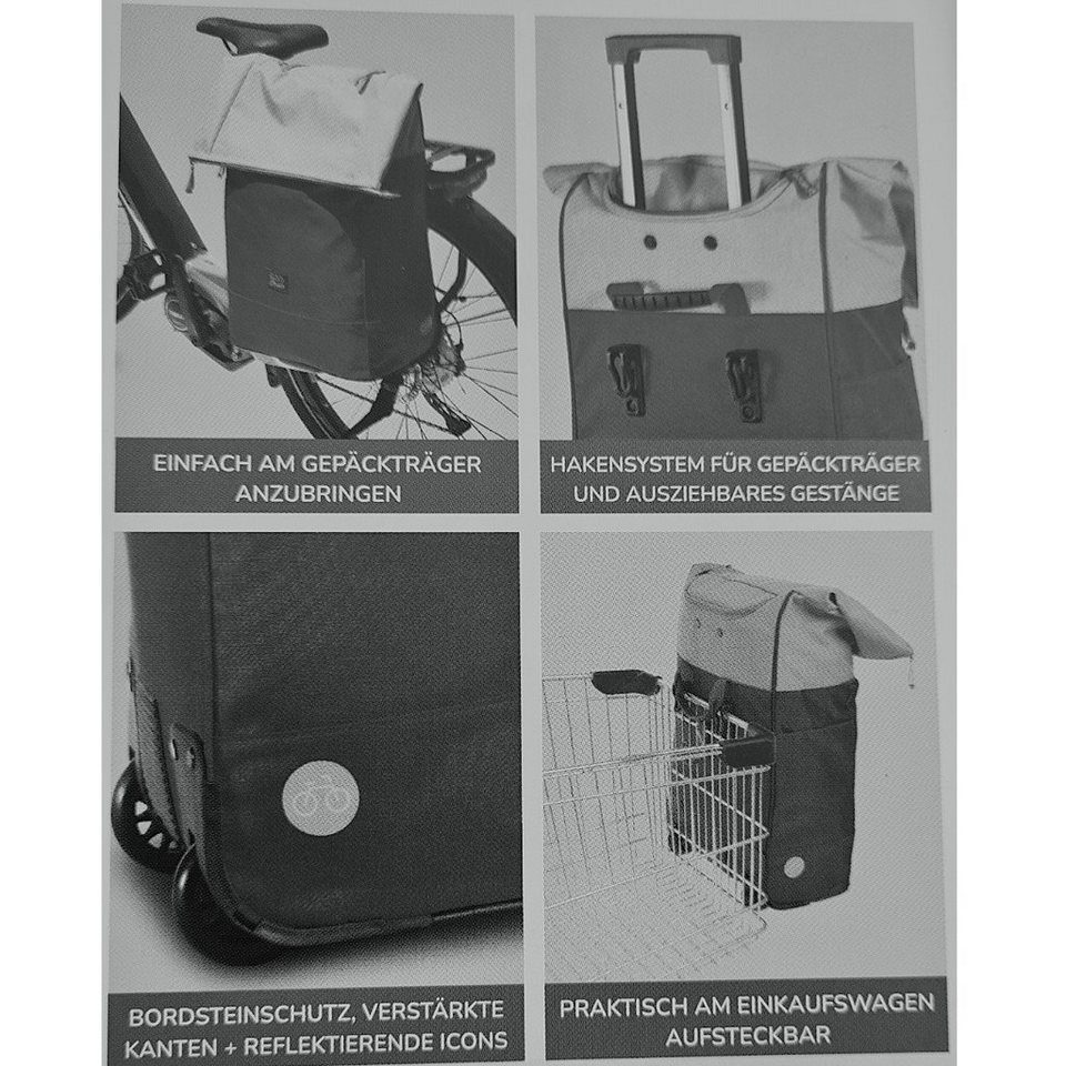 fabrizio® Einkaufstrolley Punta Velo, 35 l, mit Hakensystem für  Fahrradgepäckträger, Praktischer Trolley für Rad und Reise