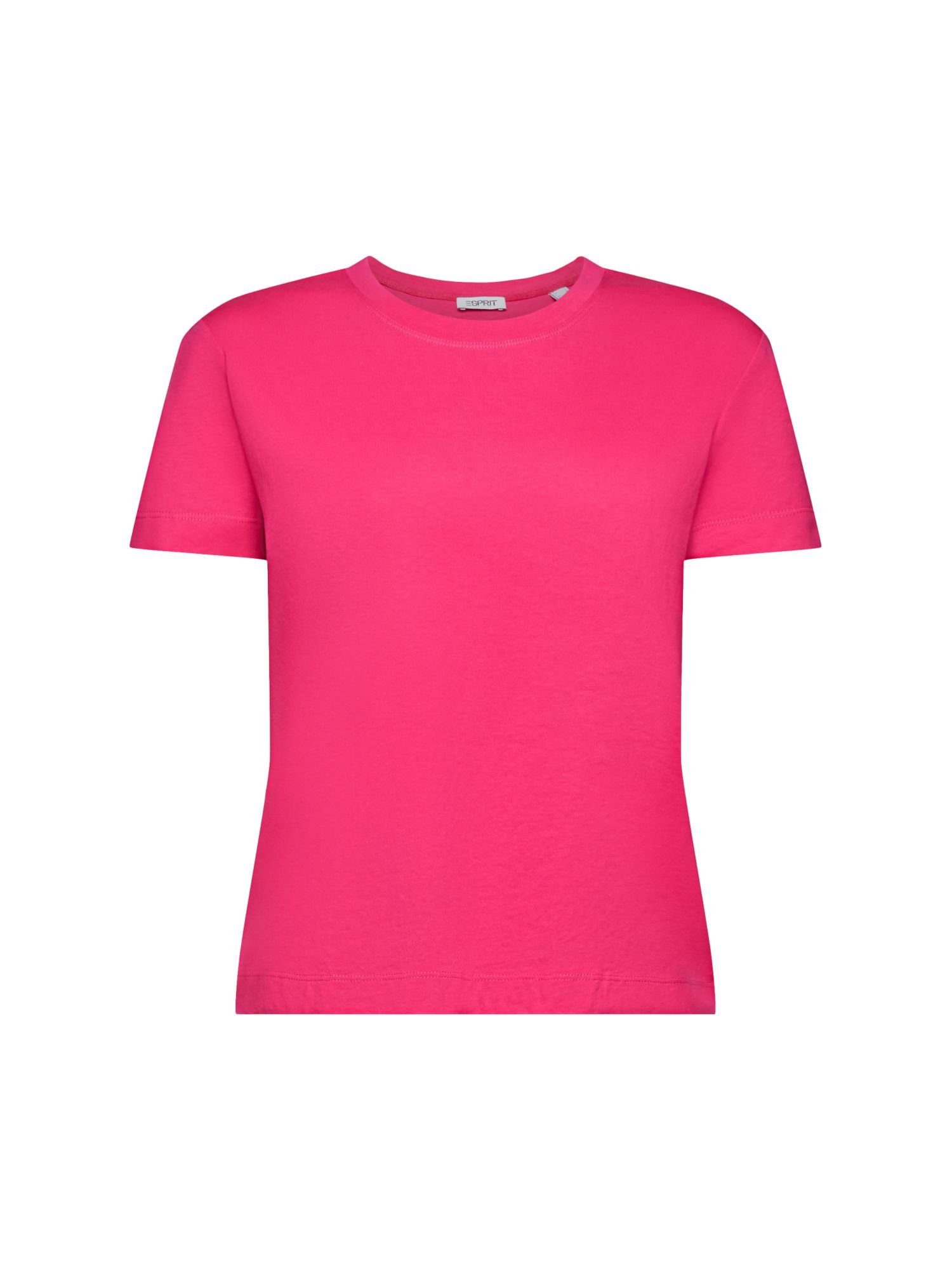 Esprit T-Shirt Baumwoll-T-Shirt mit Rundhalsausschnitt (1-tlg) PINK FUCHSIA