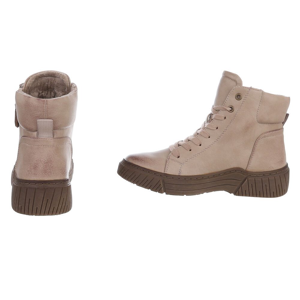 Ital-Design Damen Halbschuh mit Reißverschluss und Schnürung Schnürstiefelette (90598682) Flach Stiefeletten in Hellbraun – Bild 5 von 5