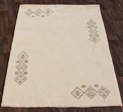 Teppich Berber Teppich Wollteppich, gemustert, Sona-Lux, rechteckig, Höhe: 26 mm, Berber Teppich, Teppich natur Schurwolle, quadratisch, Handgeknüpft, Teppich rechteckig quadratisch und rund, Bettumrandung, Läufer, Brücke, aus Marokko, reine Wolle, für Wohnzimmer Esszimmer & Schlafzimmer