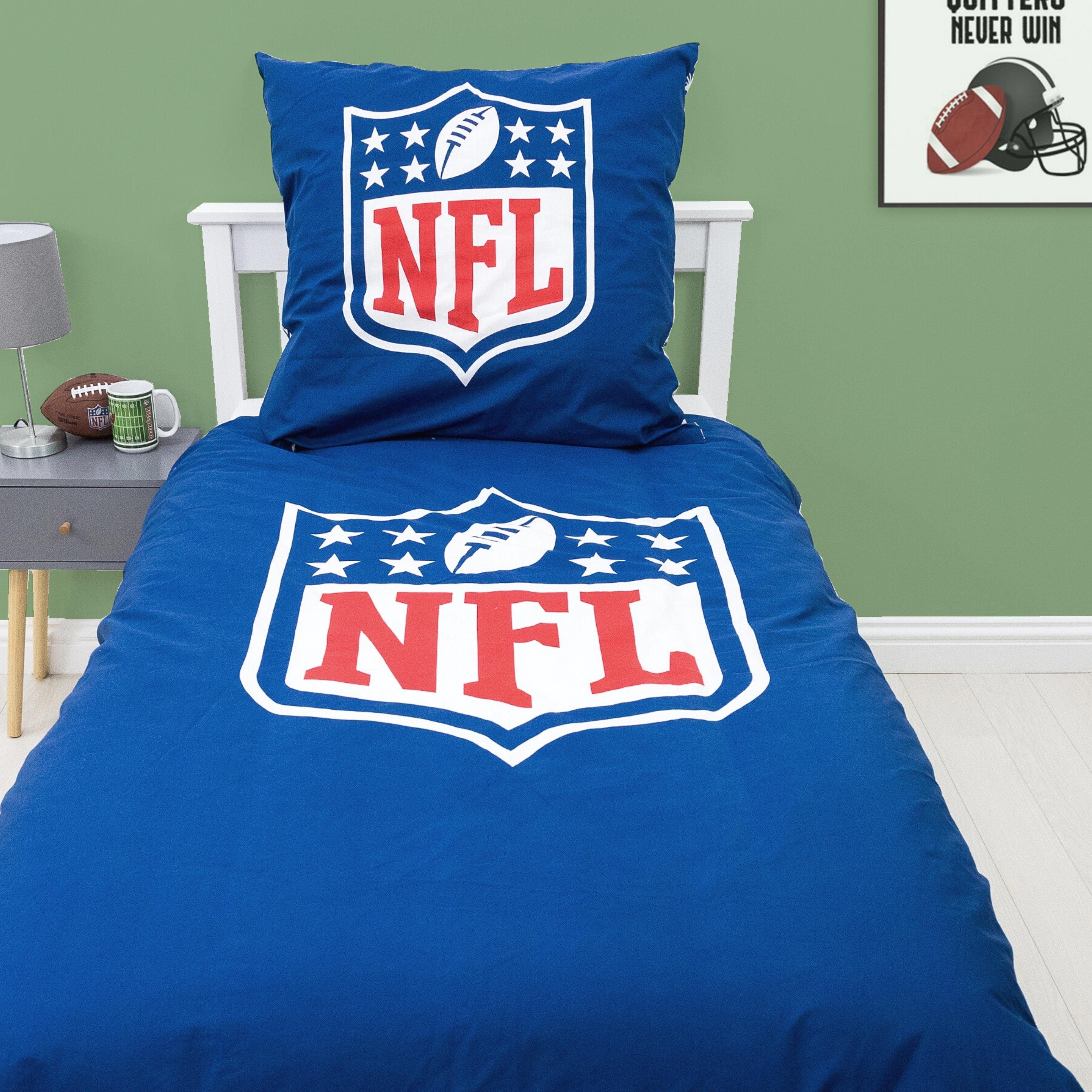 MTOnlinehandel Bettwäsche NFL American Football 135x200+80x80 cm, 100% Baumwolle, Renforcé, 2 teilig, offiziell lizenzierte National Football League FAN Bettwäsche
