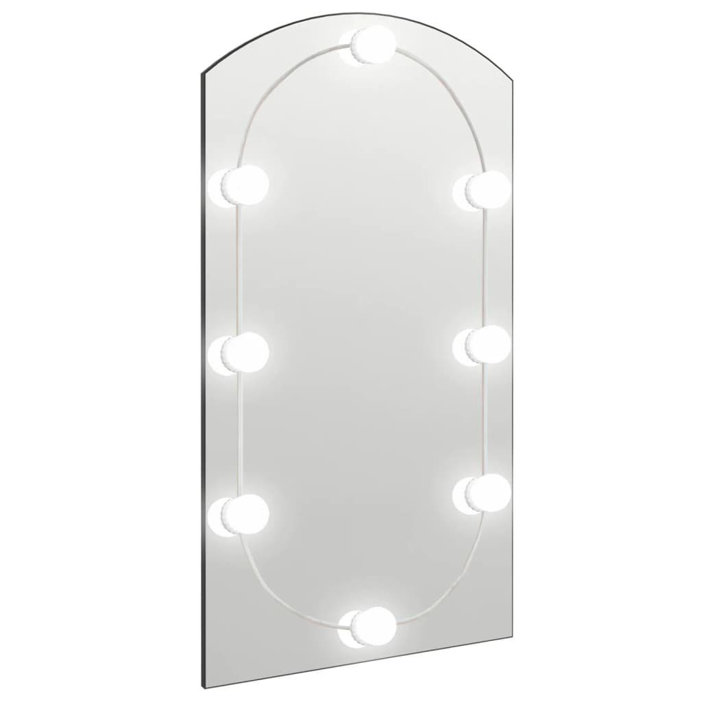 mit Glas furnicato Spiegel cm LED-Leuchten Bogenförmig Wandspiegel 90x45