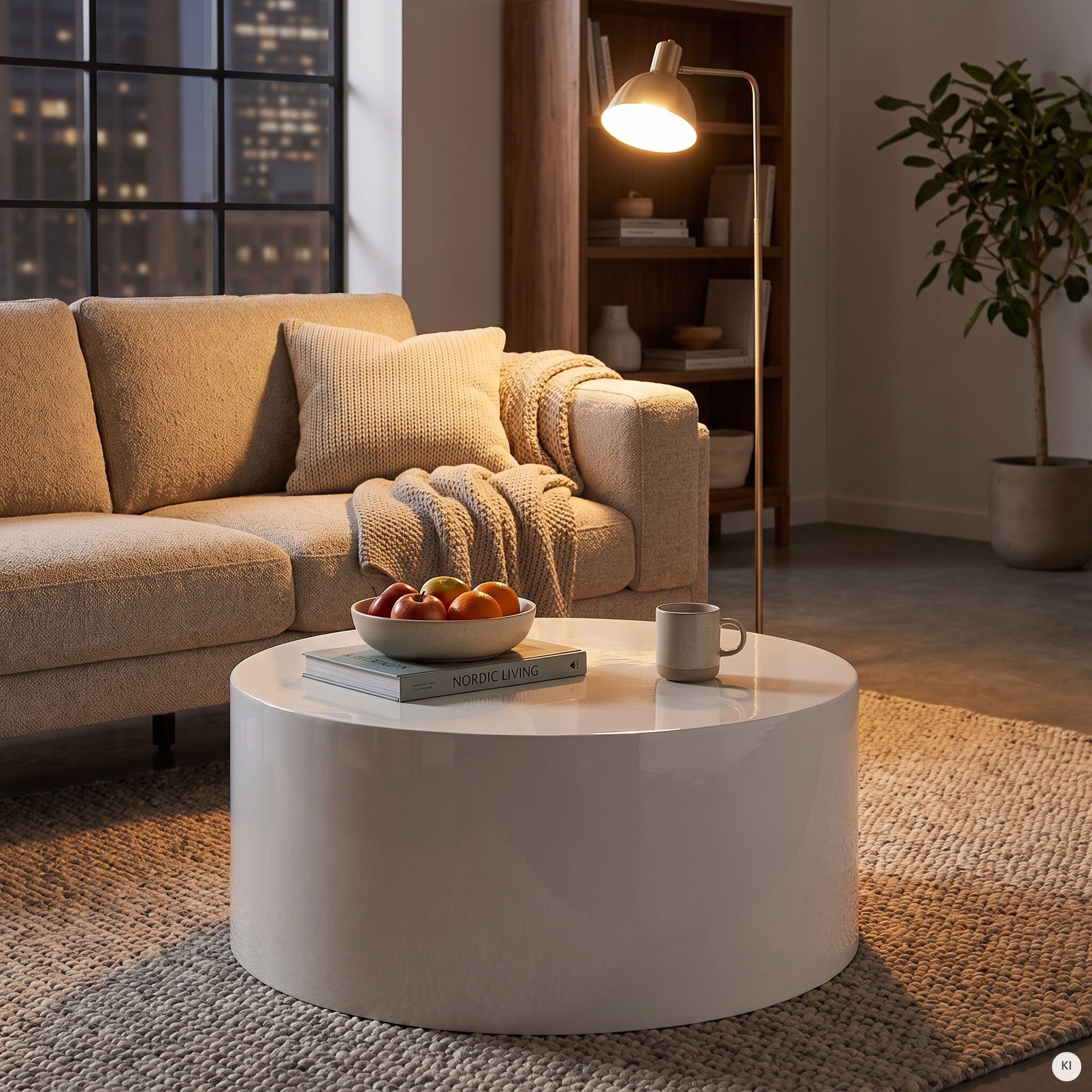 SalesFever Couchtisch Design-Couchtisch Hochglanz weiß, Ø 60 cm, Moderner Wohnzimmertisch aus Holz Hochglanz lackiert