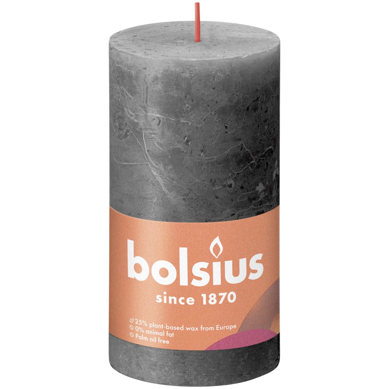 Bolsius Stumpenkerze Bolsius Rustik Stumpenkerze stürmisches grau