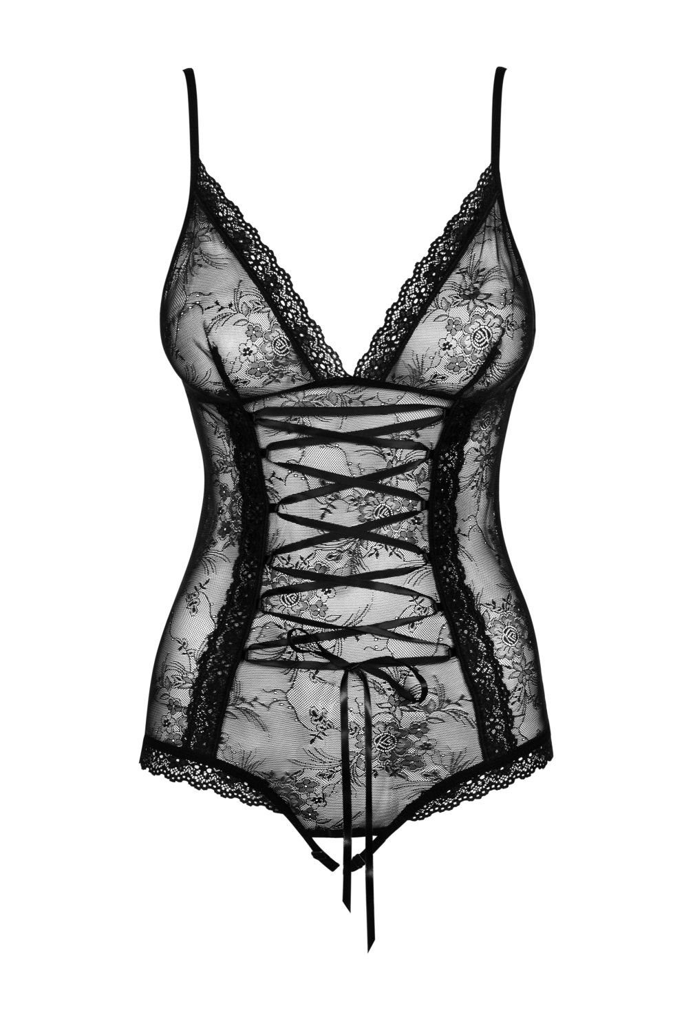 Body Open Body Slevika schwarz offen transparent mit Spitze