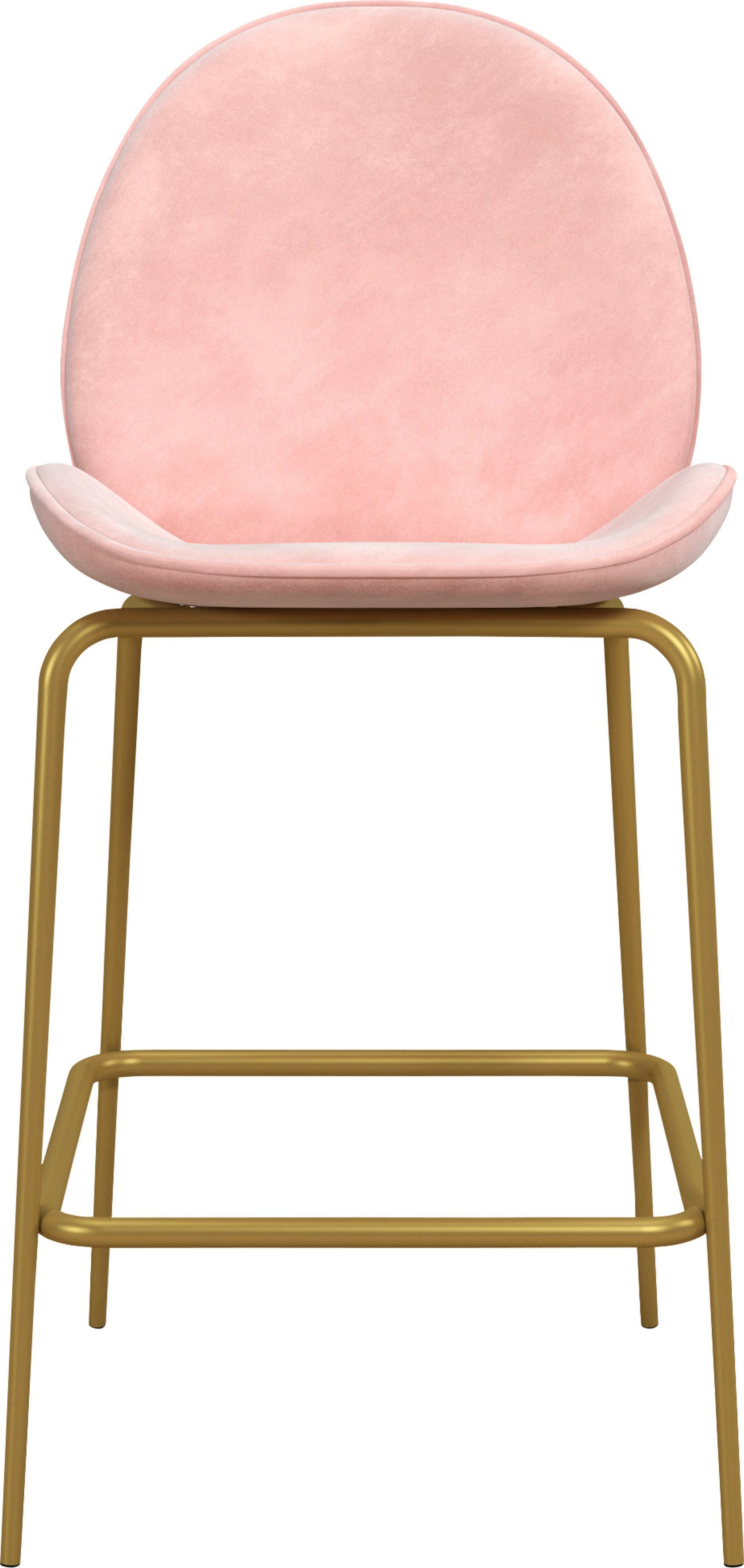 CosmoLiving by Cosmopolitan Barhocker Astor (1 St), Sitz und Rücken gepolstert, messingfarbenenes Gestell, Sitzhöhe 63 cm rosa