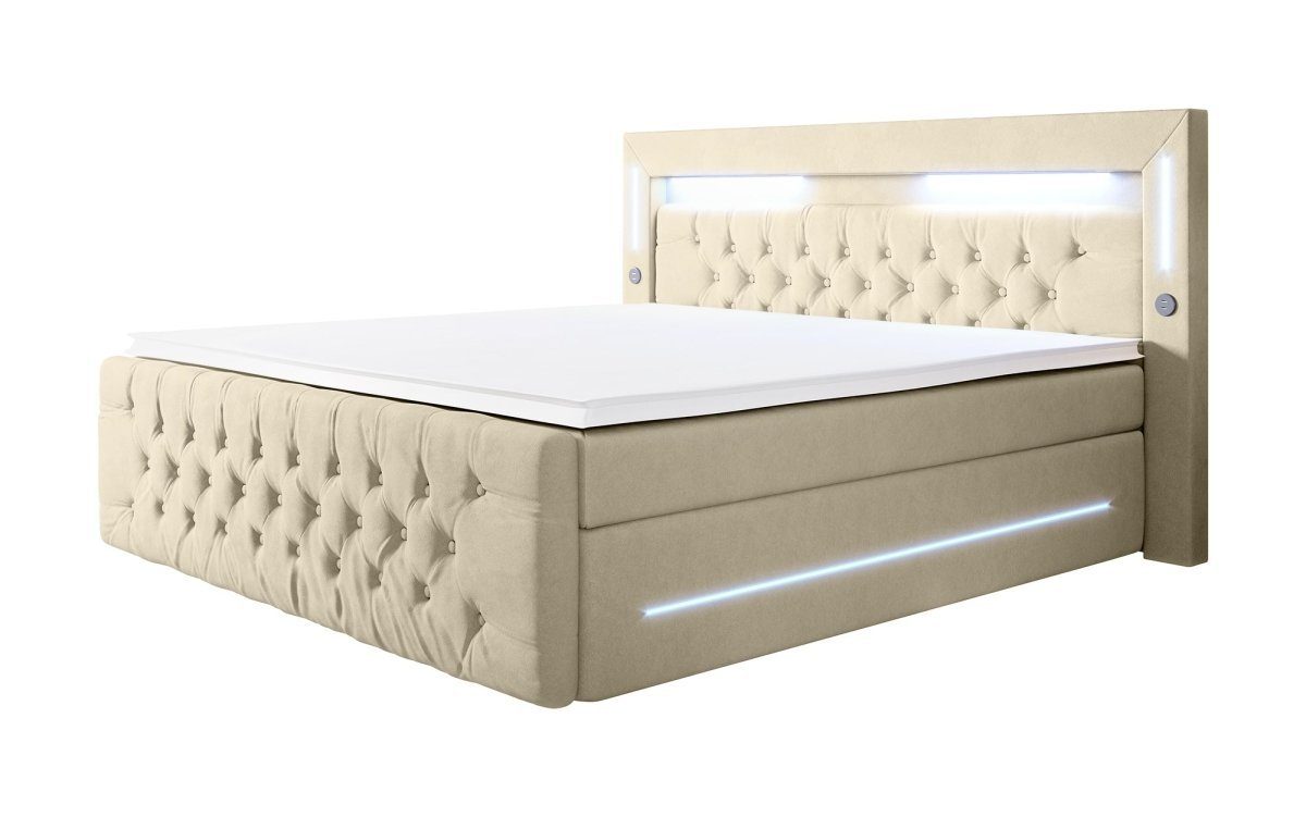 Luxusbetten24 Boxspringbett Moonlight, mit LED-Beleuchtung, USB-Anschluss günstig online kaufen