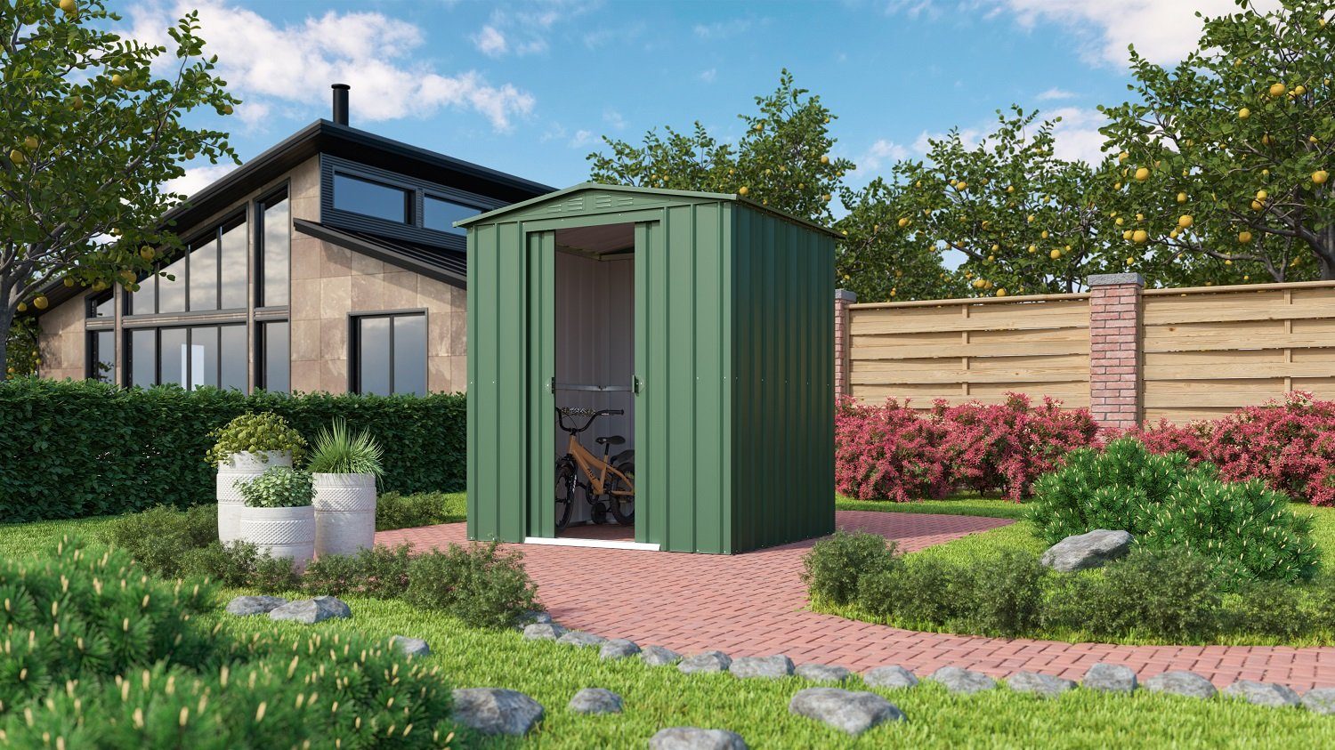 Globel Industries Gerätehaus Metall-Gartenmanager "Dream 65" (2,83 m) jade