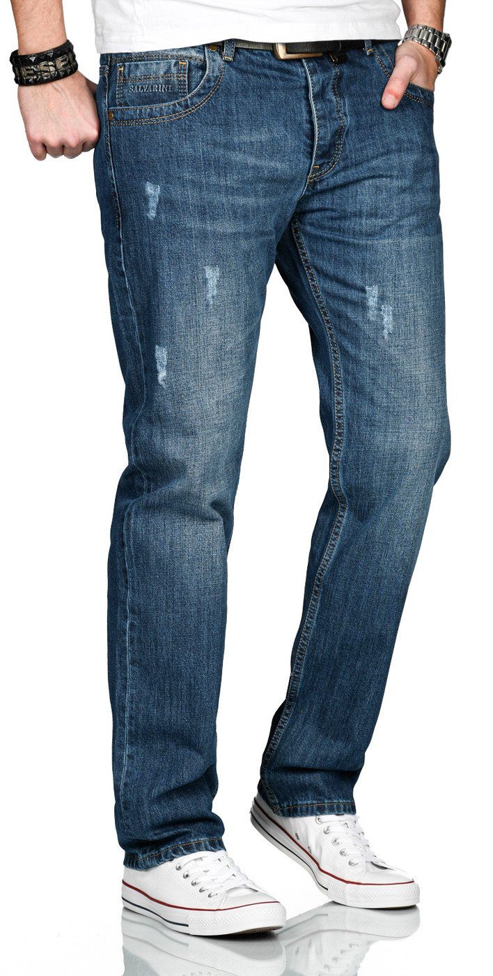 geradem Salvarini Alessandro ASCarlo Straight-Jeans Bein mit blau