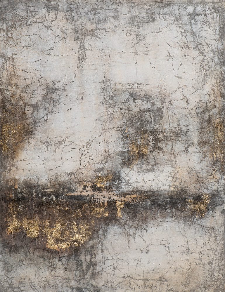 ArtUniverse Gemälde Leinwandbild Abstrakte Farbkomposition in Beige und Gold 115 x 150 cm, Abstrakt