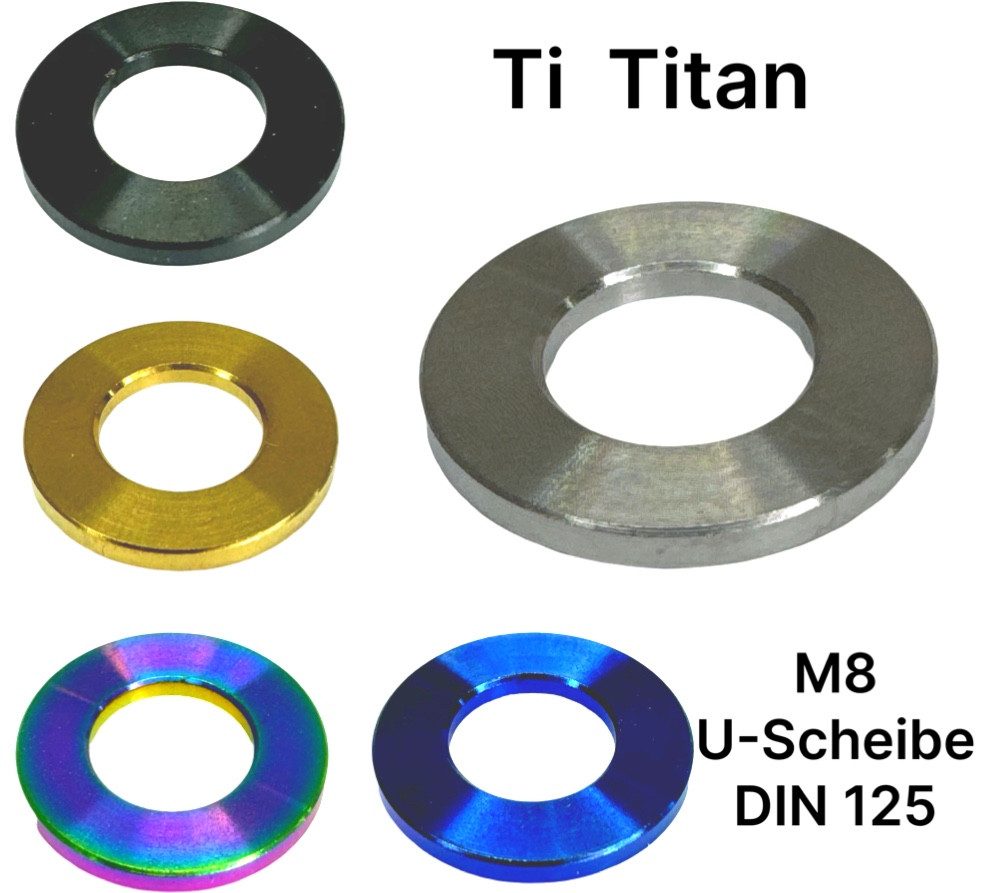 Schrauben-Set Titan M8 U-Scheibe DIN 125 Blauchrome