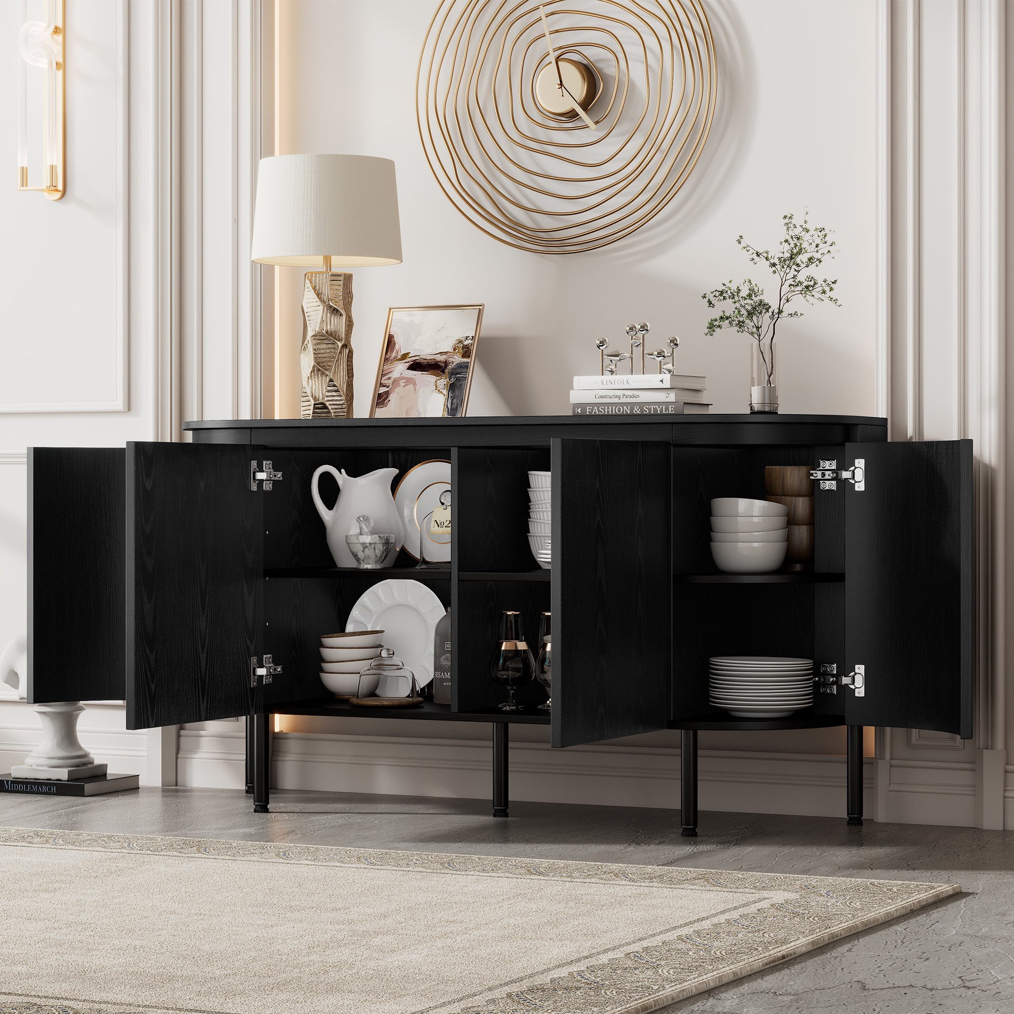 OKWISH Sideboard Moderner Bogenförmiger Anrichte (Modernes günstig online kaufen
