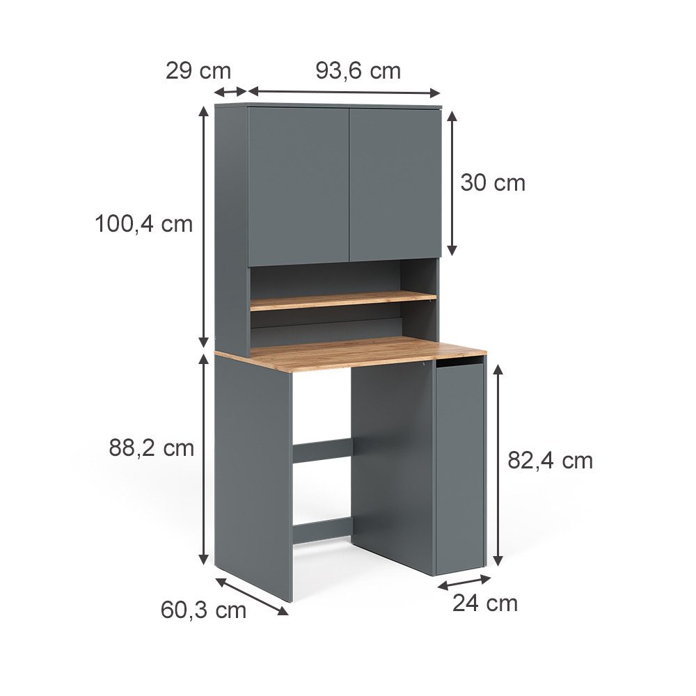 Vicco Waschmaschinenumbauschrank Viktor, Anthrazit/Goldkraft Eiche, 93.6 x 88.2 cm 2 Teile mit Regal (1-St) – Bild 3 von 5