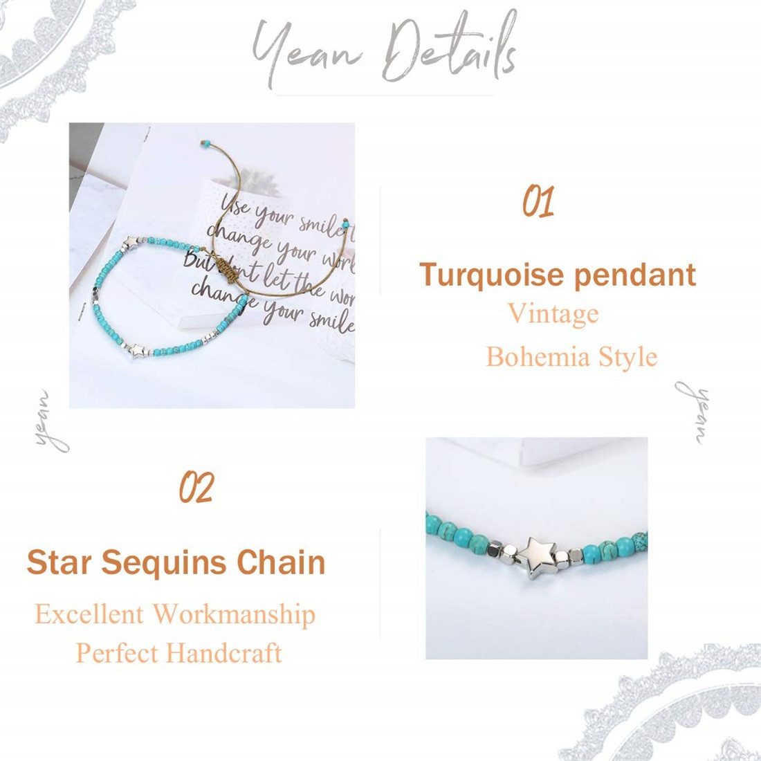 ZEUOPQ Fußkette Perlen-Fußkettchen für Damen, Boho-Strand-Fußkette günstig online kaufen