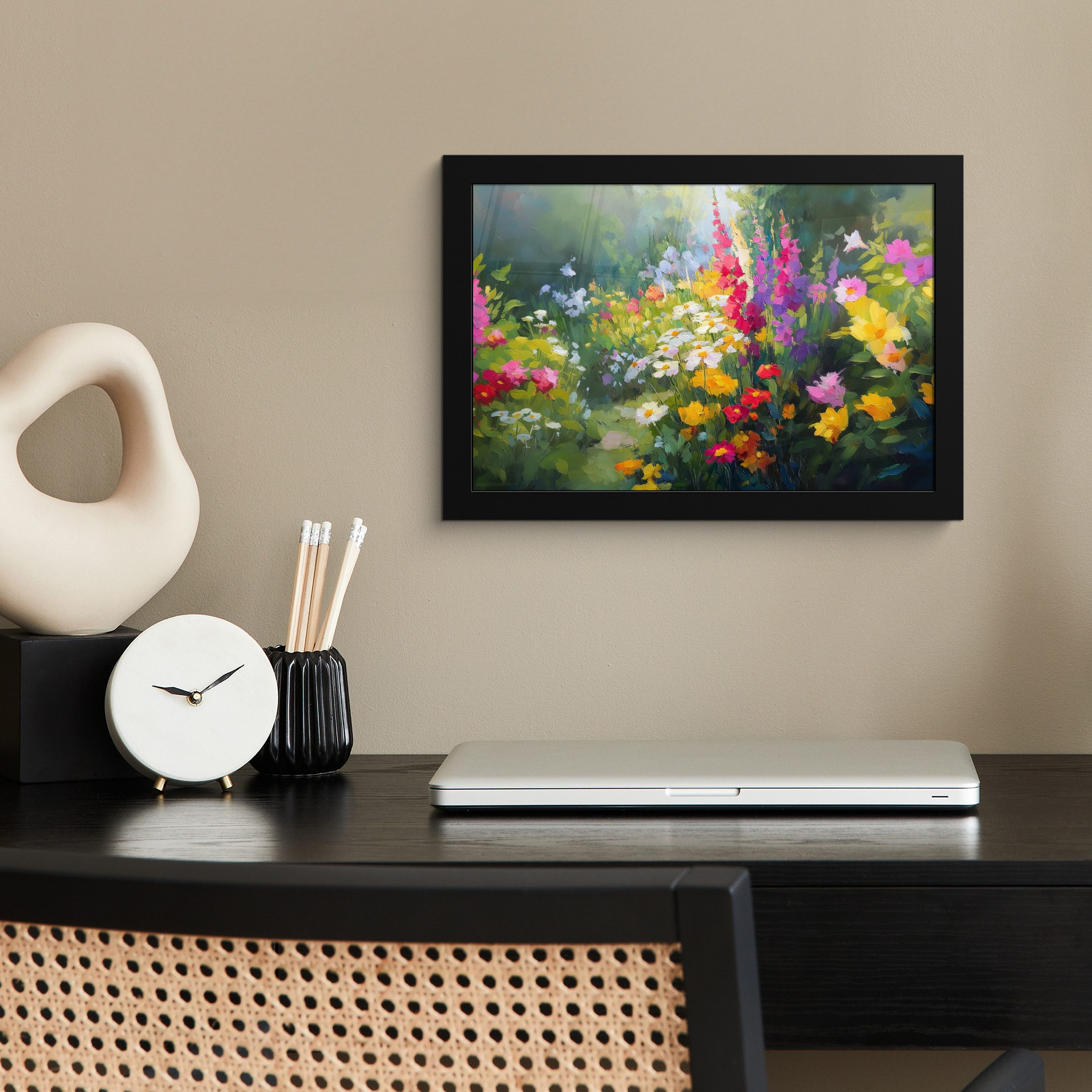 MuchoWow Poster Sommergarten - Atmosphärisch - Blumen, (1 St), Wandbilder, Deko Wohnzimmer Schlafzimmer, 30x20 cm