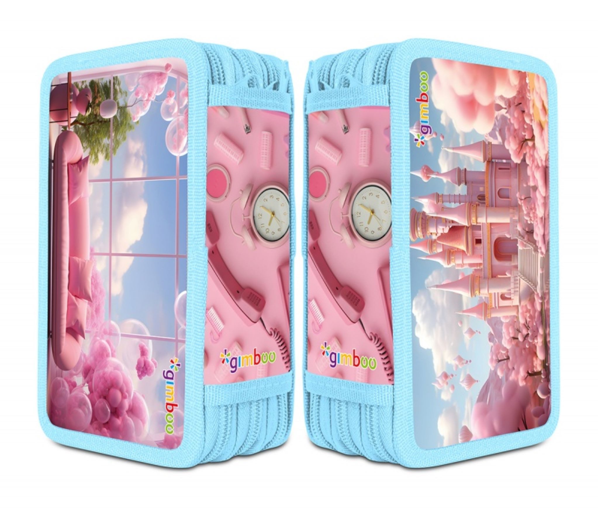 Festivalartikel Federtasche Schulmäppchen 2024, 3 Fächer, rosa, ausgestattet, süßes Design