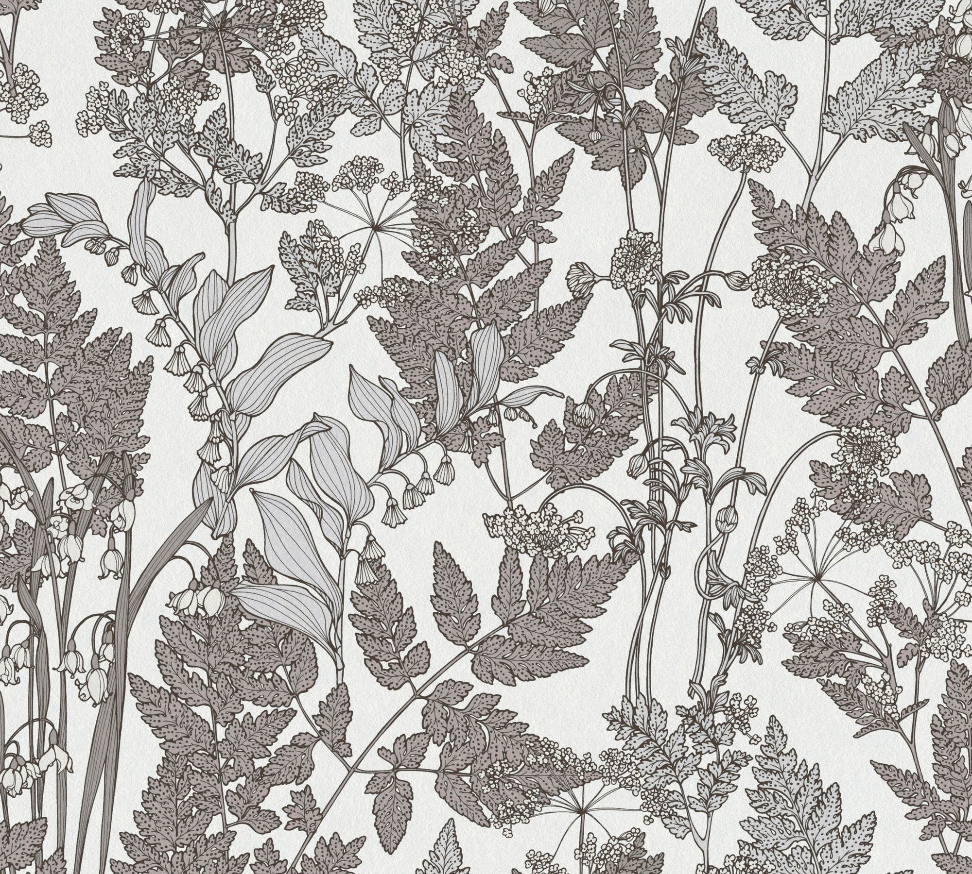 Tapete glatt, A.S. Création Paper Architects Vliestapete Floral grau/weiß floral, Blumen Impression, botanisch,