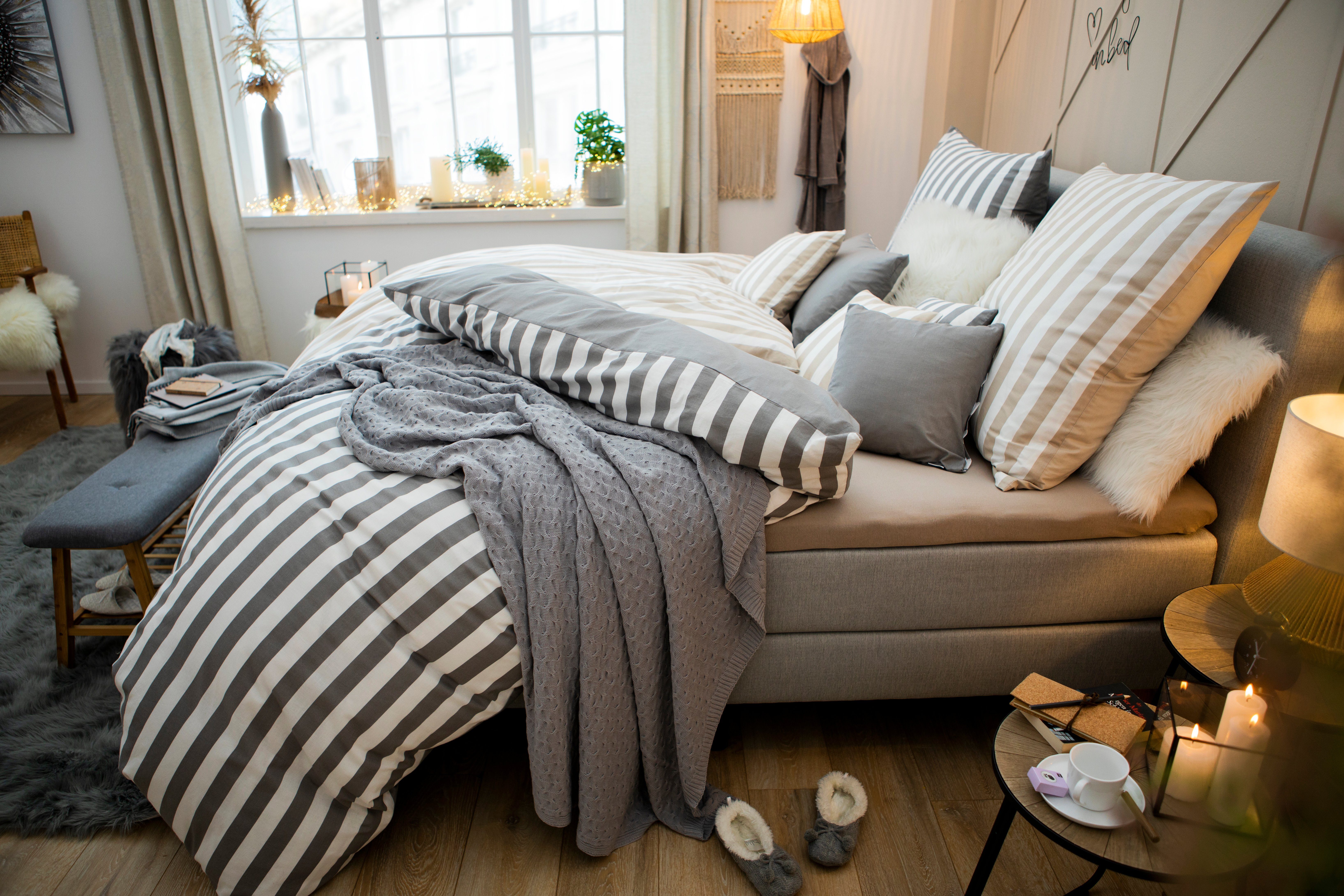 OTTO home Wendebettwäsche Greta in verschiedenen Qualitäten, Biber, 3 teilig, Bettwäsche mit Streifen, ab 135x200 cm, NEU: auch in Fleece Qualität – Bild 5 von 5