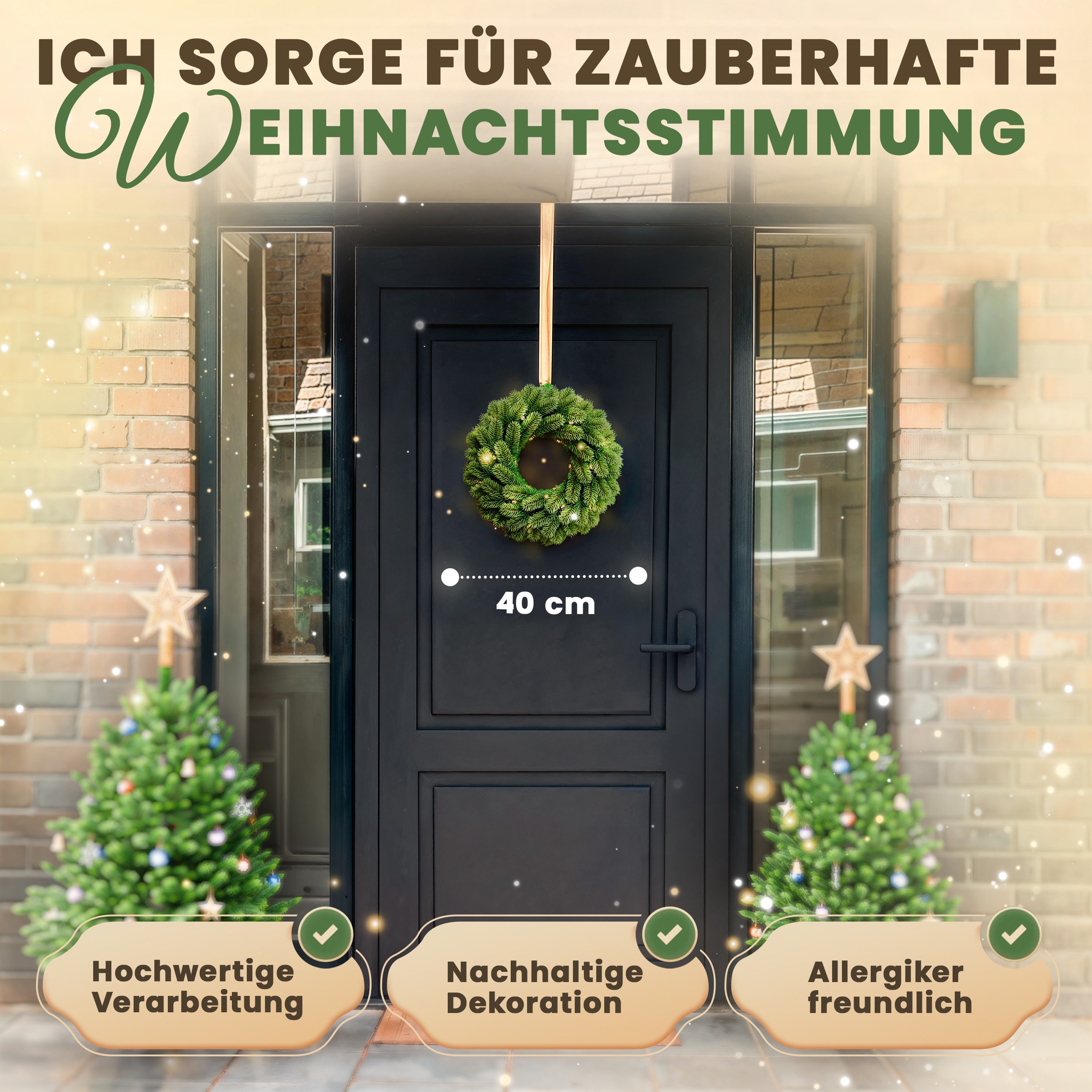 Kunstkranz Weihnachtskranz künstlich mit LED – günstig online kaufen