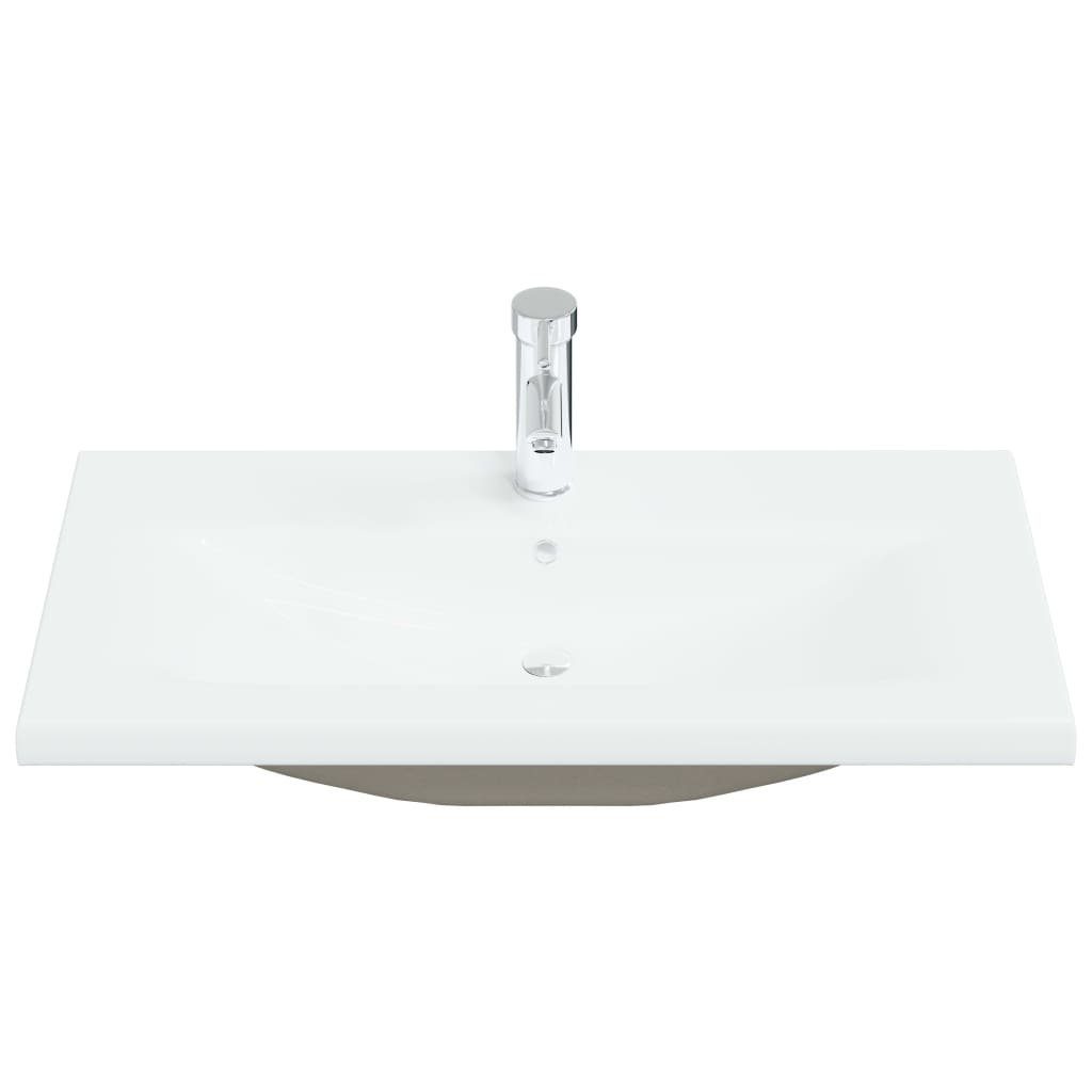 vidaXL Waschbecken Einbauwaschbecken mit Wasserhahn 81x39x18 cm Keramik Weiß