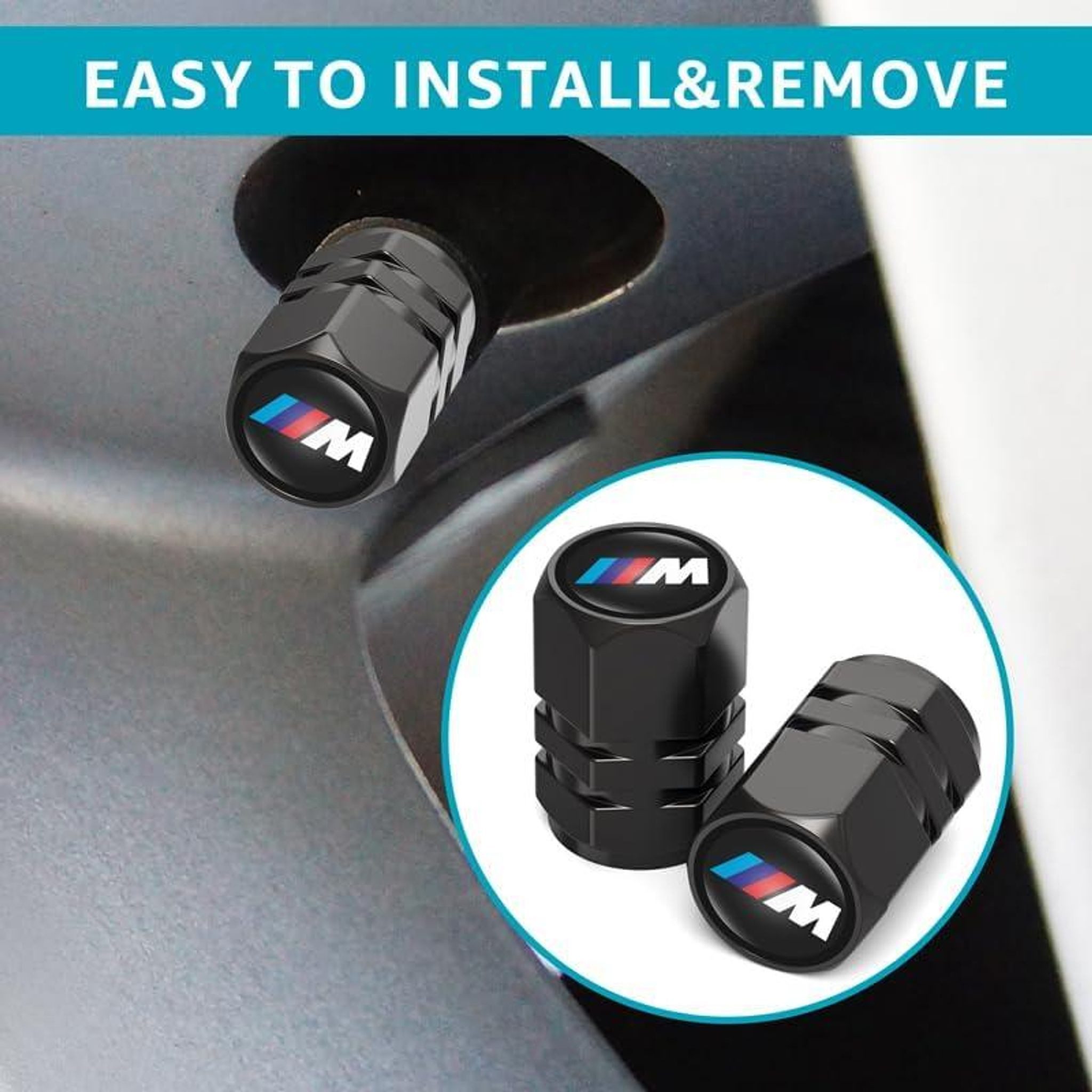 FELIXLEO Aufkleber 4x Ventilkappen für BMW M M2 M3 M4 M5 X1 X3 X5 X6 Autoventil Kappe