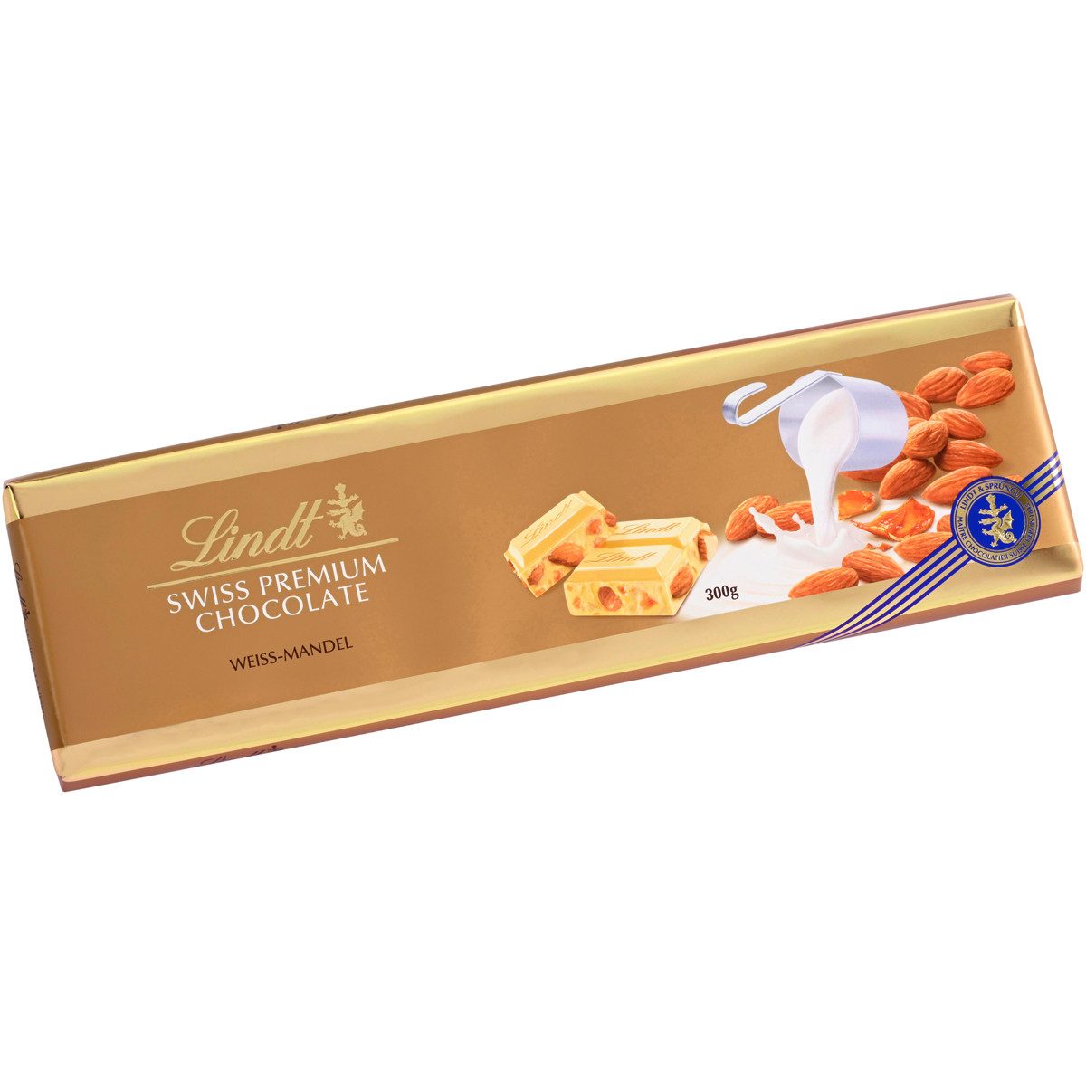 LINDT Schokolade, Lindt Swiss Premium Weiße Mandel Tafel 300g