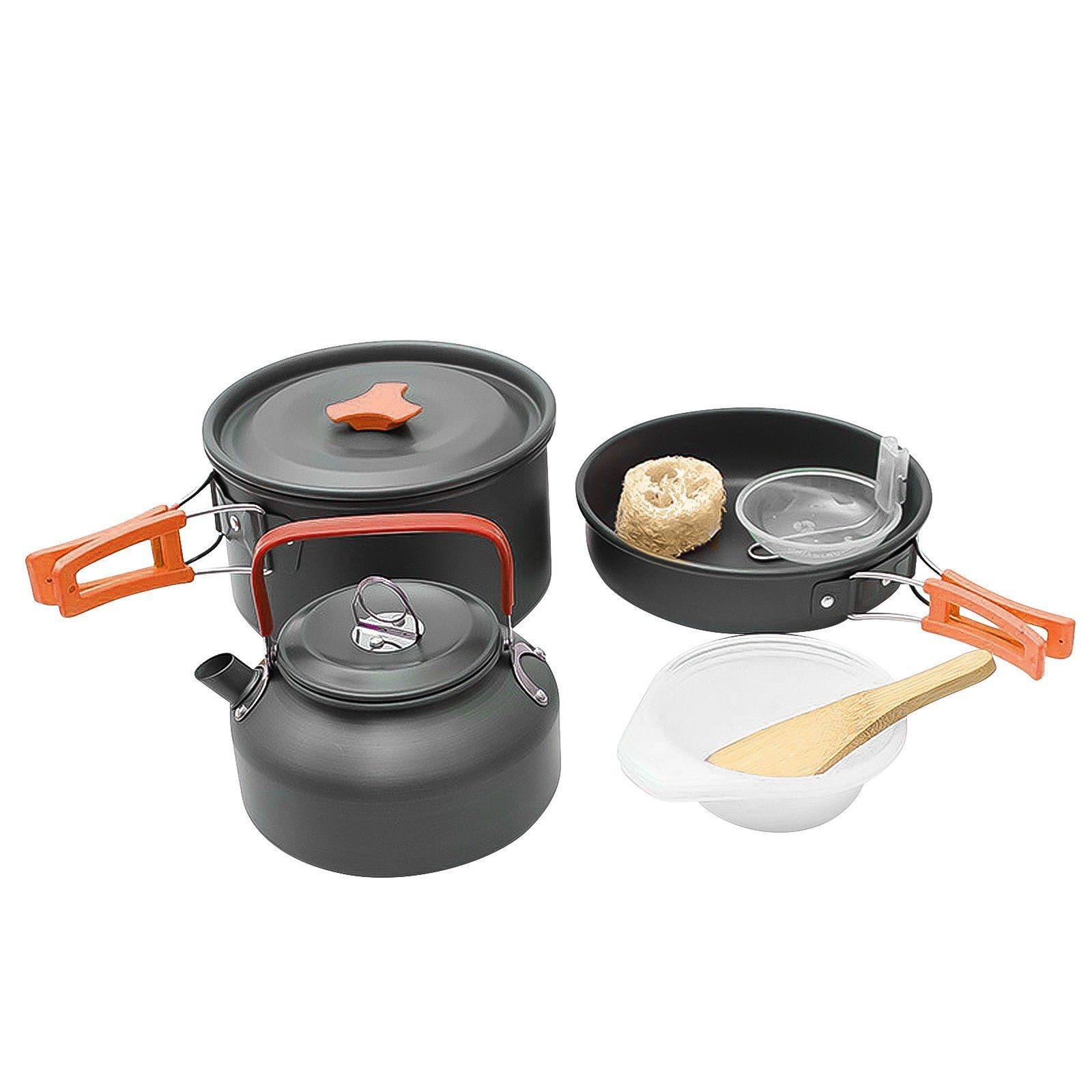 Grafner Topf-Set Camping Kochgeschirr Aluminium, Aluminium (11-tlg), Isolierte Griffe