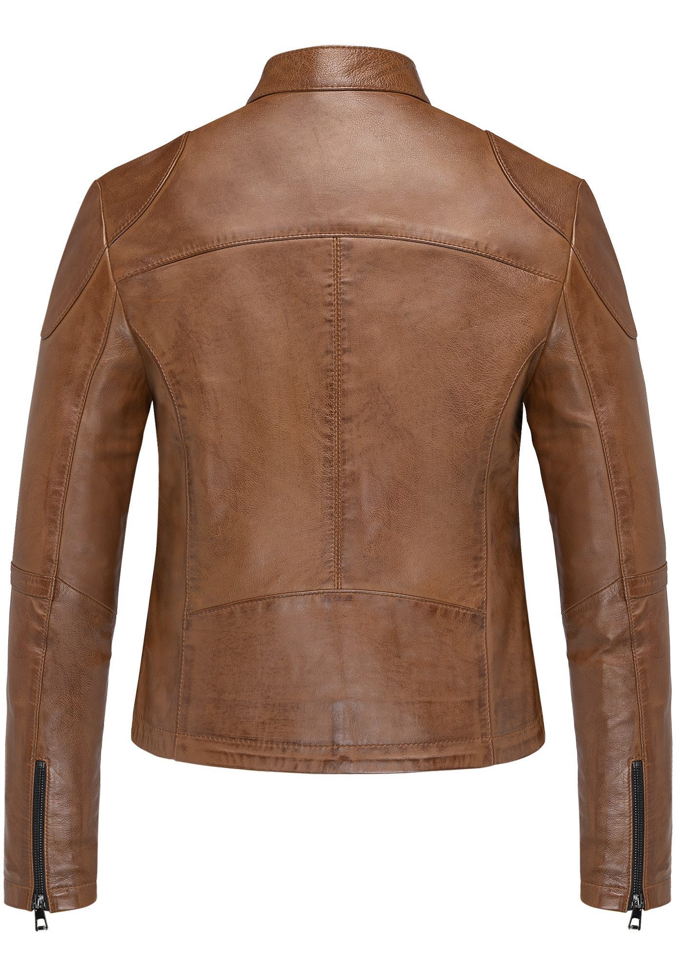 REPUBLIX Lederjacke OPAL Echtleder Damen Biker Zipper Jacke