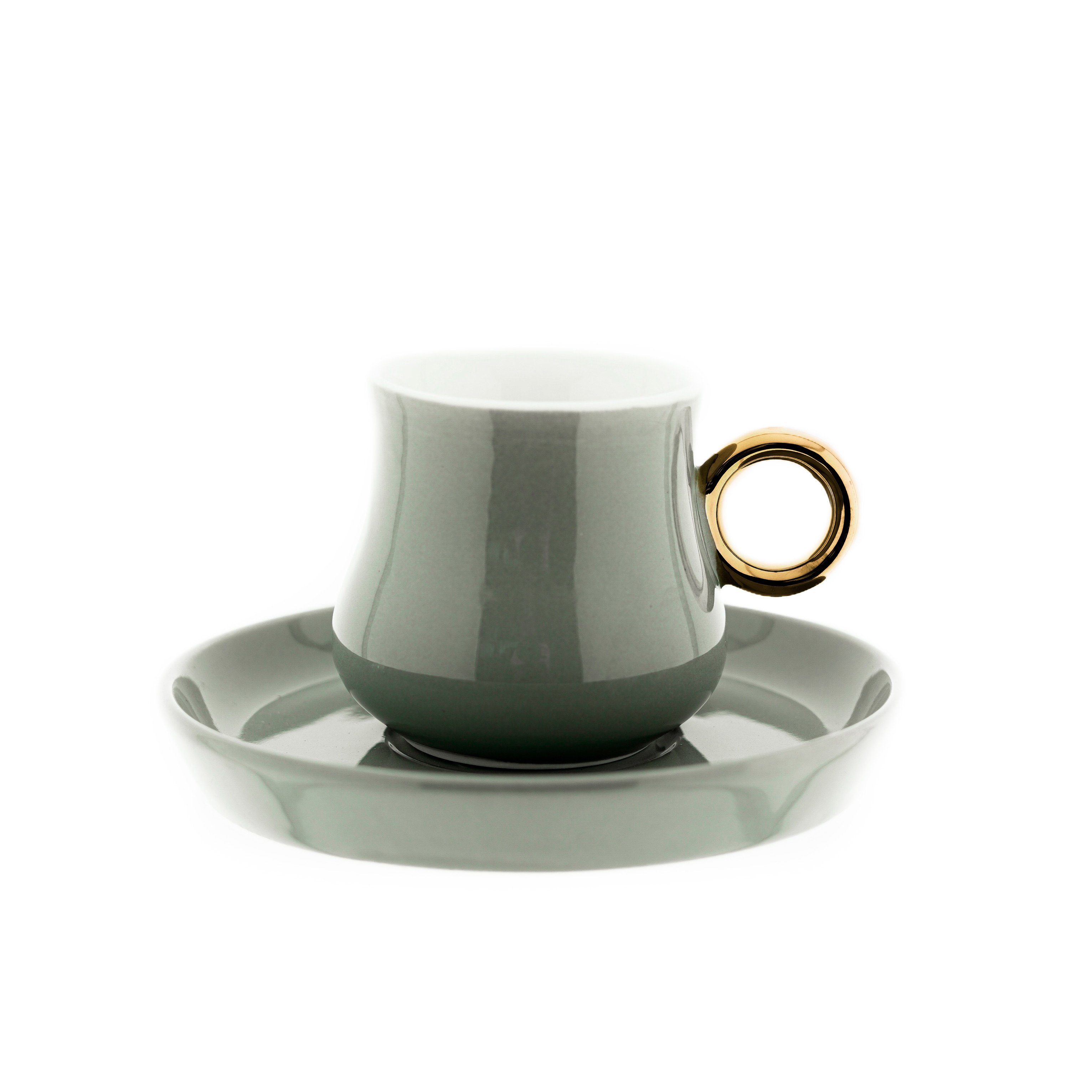 Espressotasse 12 Tlg Set Mokkatassen mit Untertasse aus Porzellan 100 ml