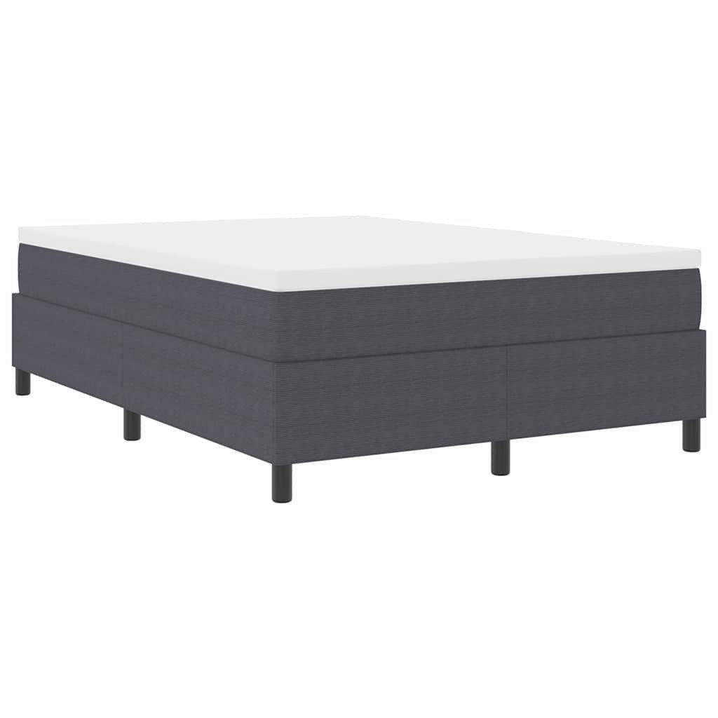vidaXL Boxspringbett, Boxspringbett Dunkelgrau und Weiß 140 x 190 cm Cordstoff