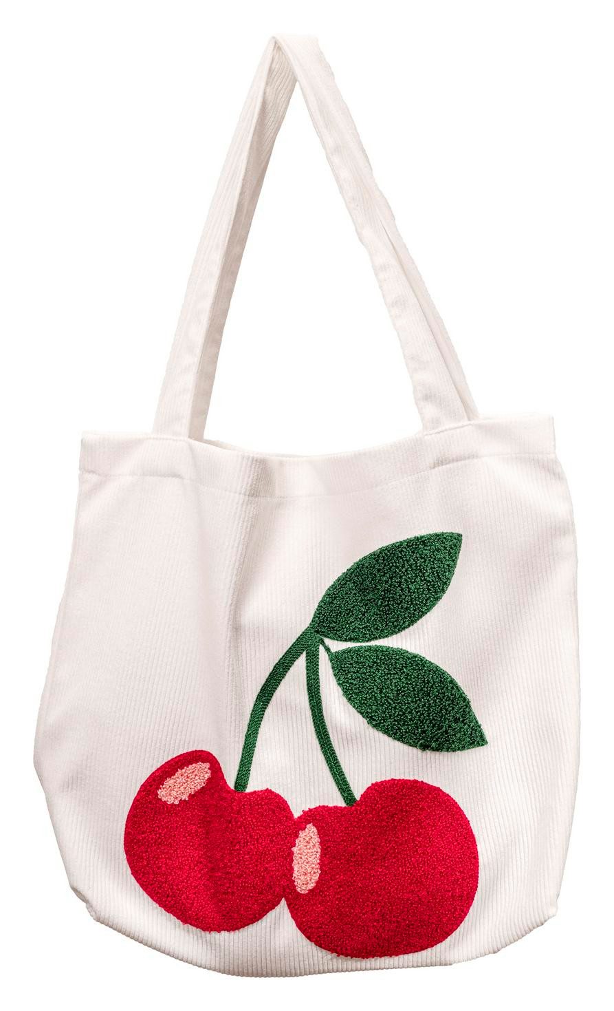 Magma Heimtex Umhängetasche Cordstofftasche Pixie 3D-Effekt getuft Oh la la Cherry oder Herz (1 teilig, 1-tlg., Maße ca. 48 x 12 x 36 cm (LxBxH), Cordlook