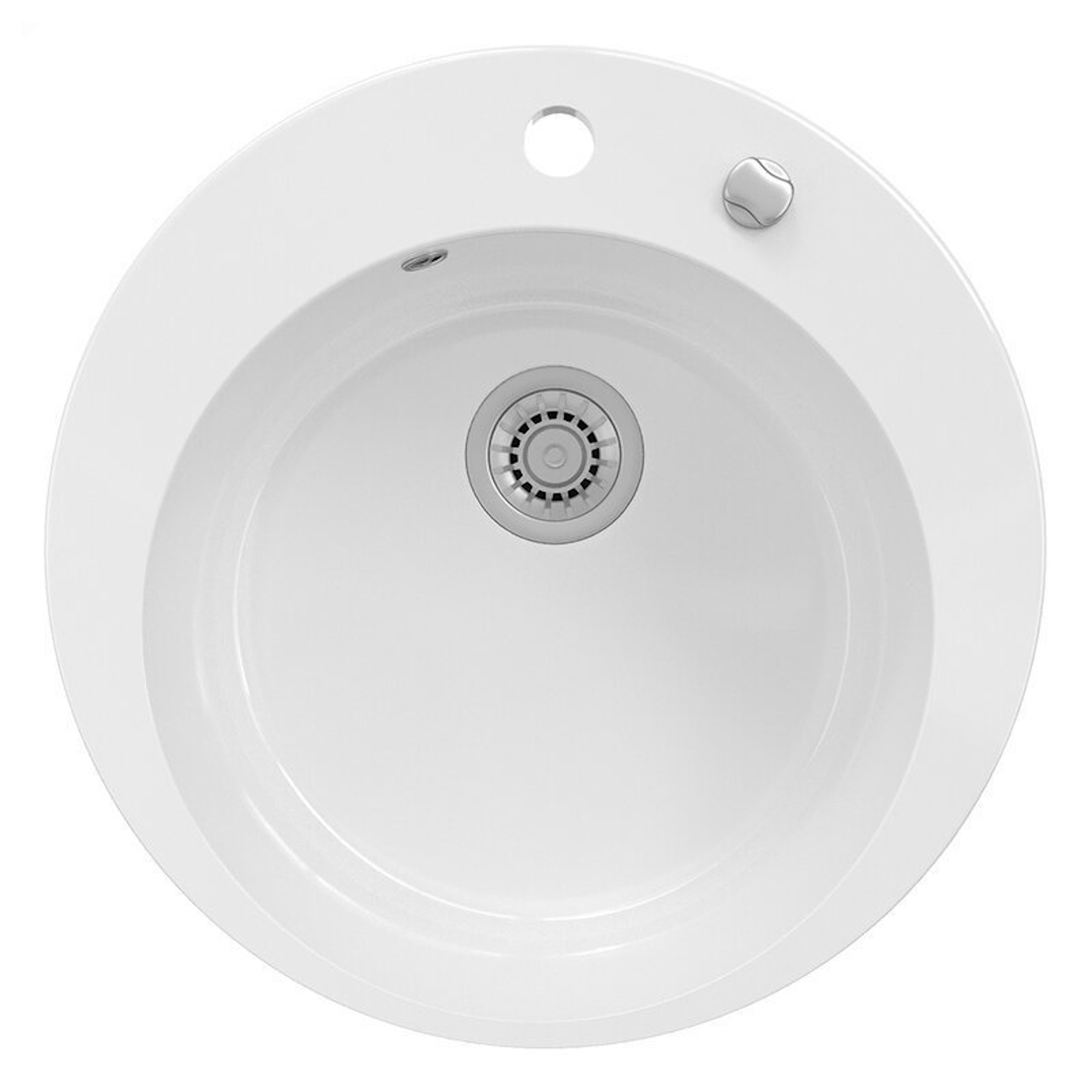 Faizee Möbel Granitspüle Granit Spüle Einbauspüle rund Spülbecken+Drehexcenter+Siphon 49cm, Rund