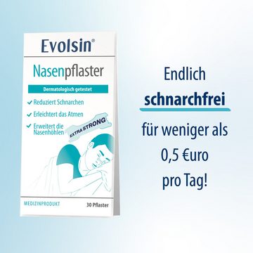 Evolsin Nasenpflaster Evolsin® Anti Schnarch Nasenpflaster I Effektiv schnarchen verhindern (30 St), Erleichtert das Atmen, Reduziert Schnarchen, Erweitert die Nasenhöhlen