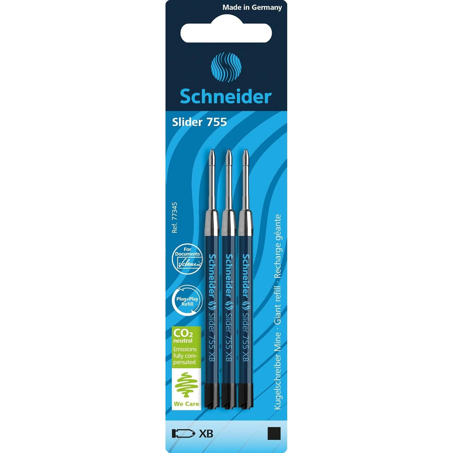 SCHNEIDER NOVUS Kugelschreibermine SCHNEIDER Kugelschreiber Mine Slider 755 XB schwarz, Blisterkarte mit