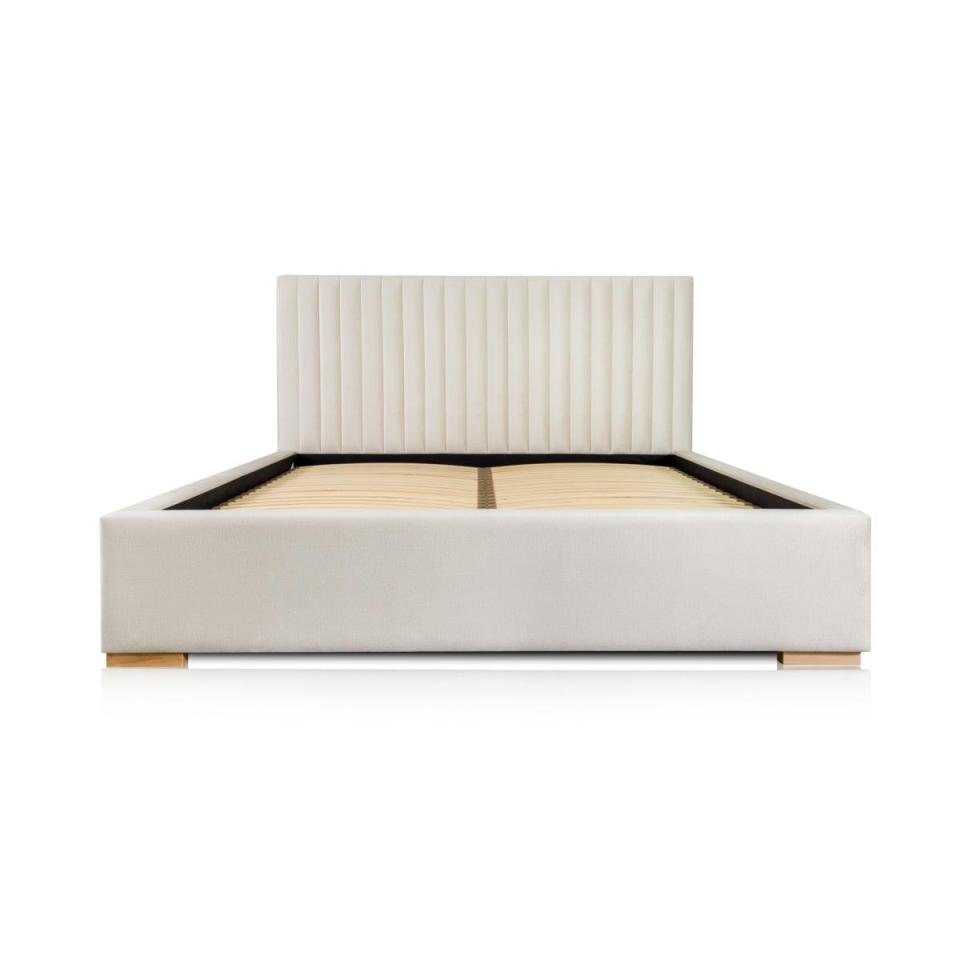 Bett Holz Modern Doppelbett Bett, Schlafzimmer Neu JVmoebel Beige Bett