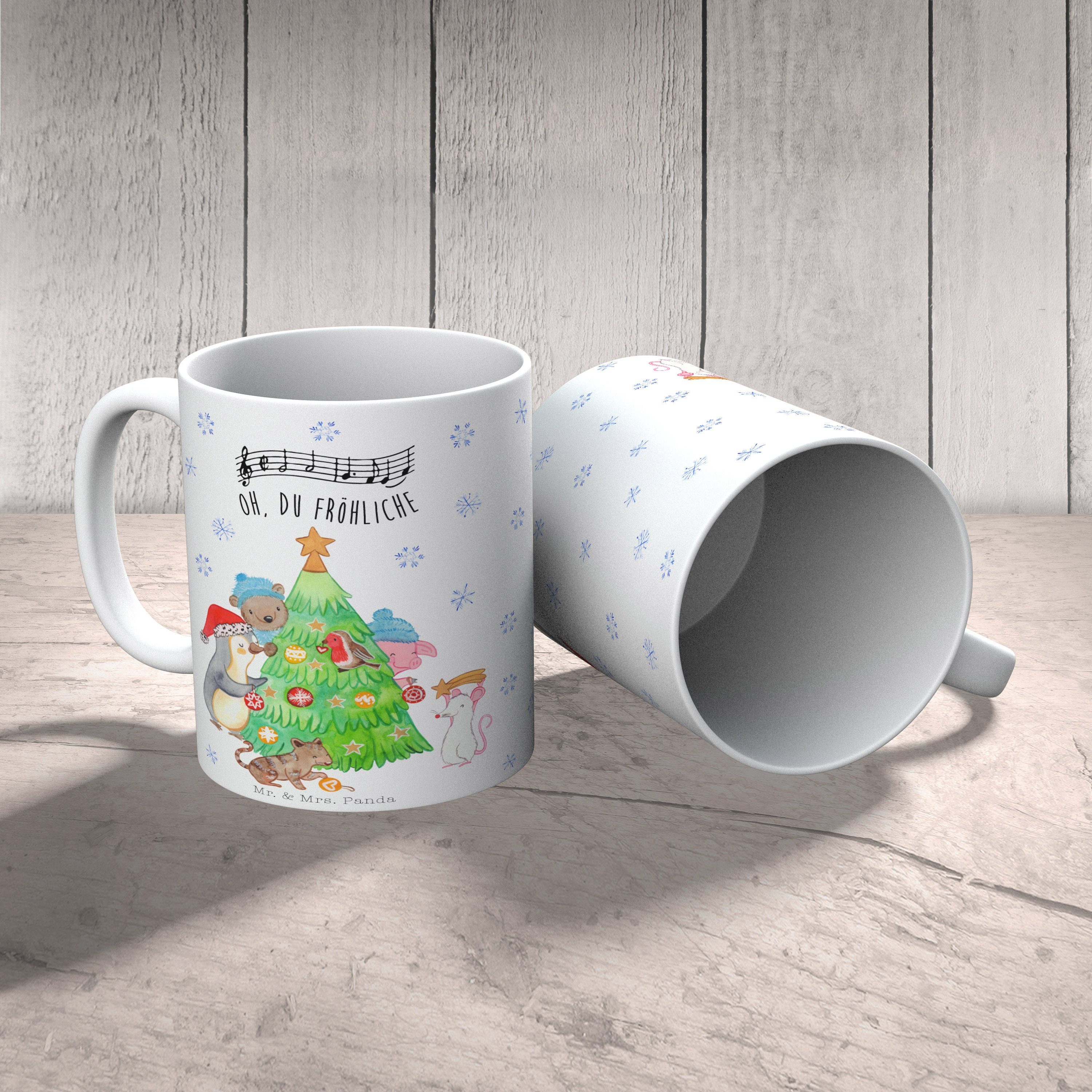 Motive, Geschenk, Tasse schmücken - Mr. Kaffeebeche, - Keramik Weiß & Weihnachtsbaum Panda Tasse Mrs.